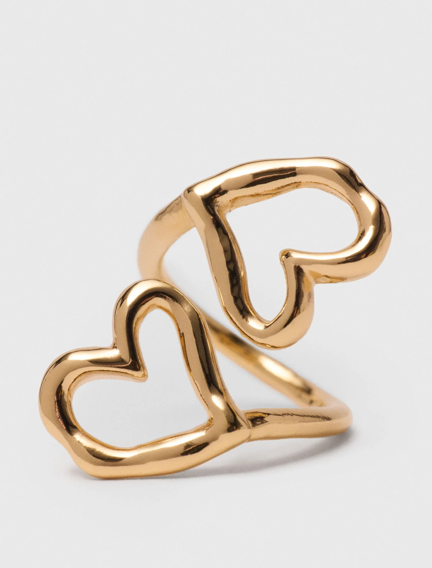 Double gold-plated heart ring Light Gold - Image 3