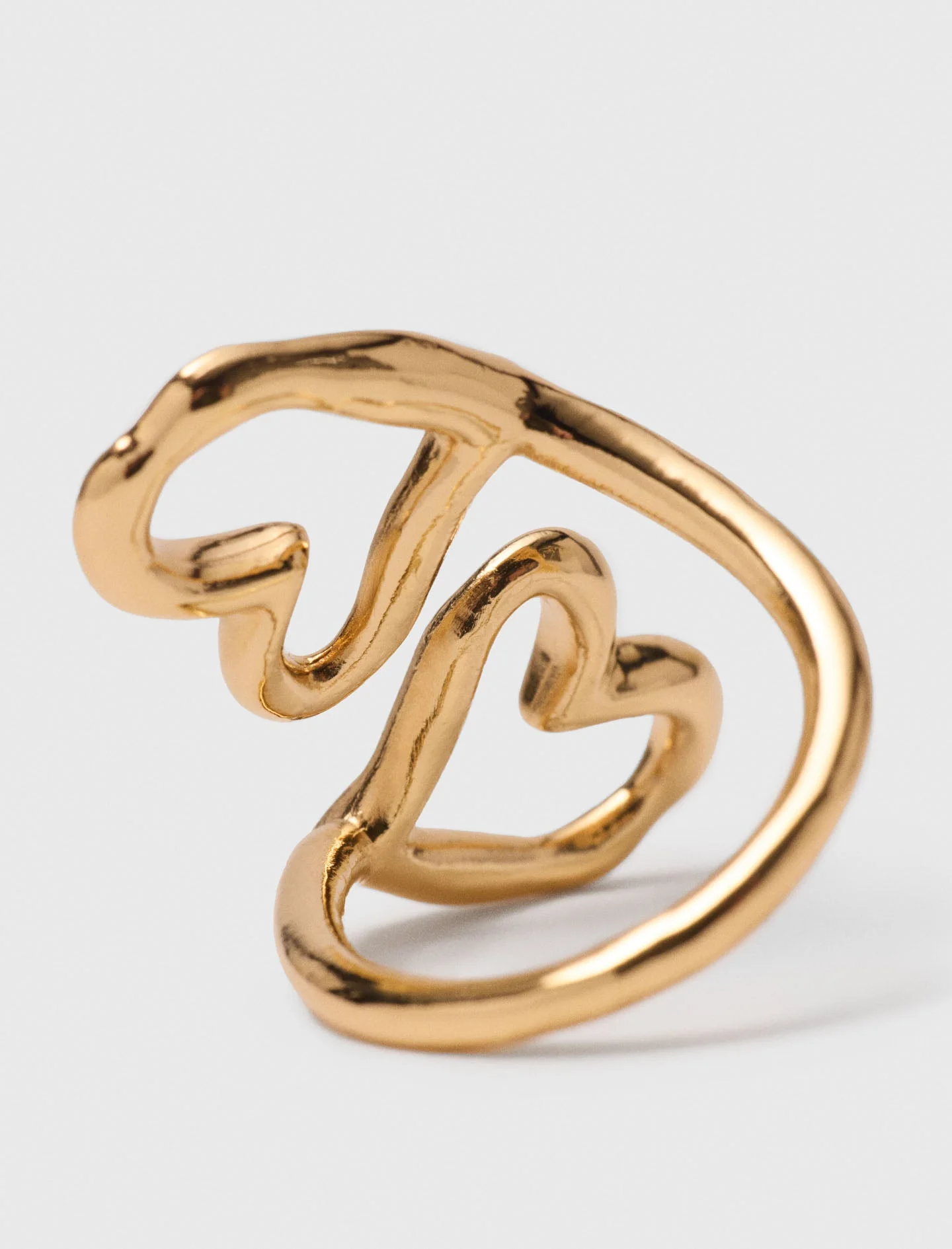 Double gold-plated heart ring Light Gold - Image 4
