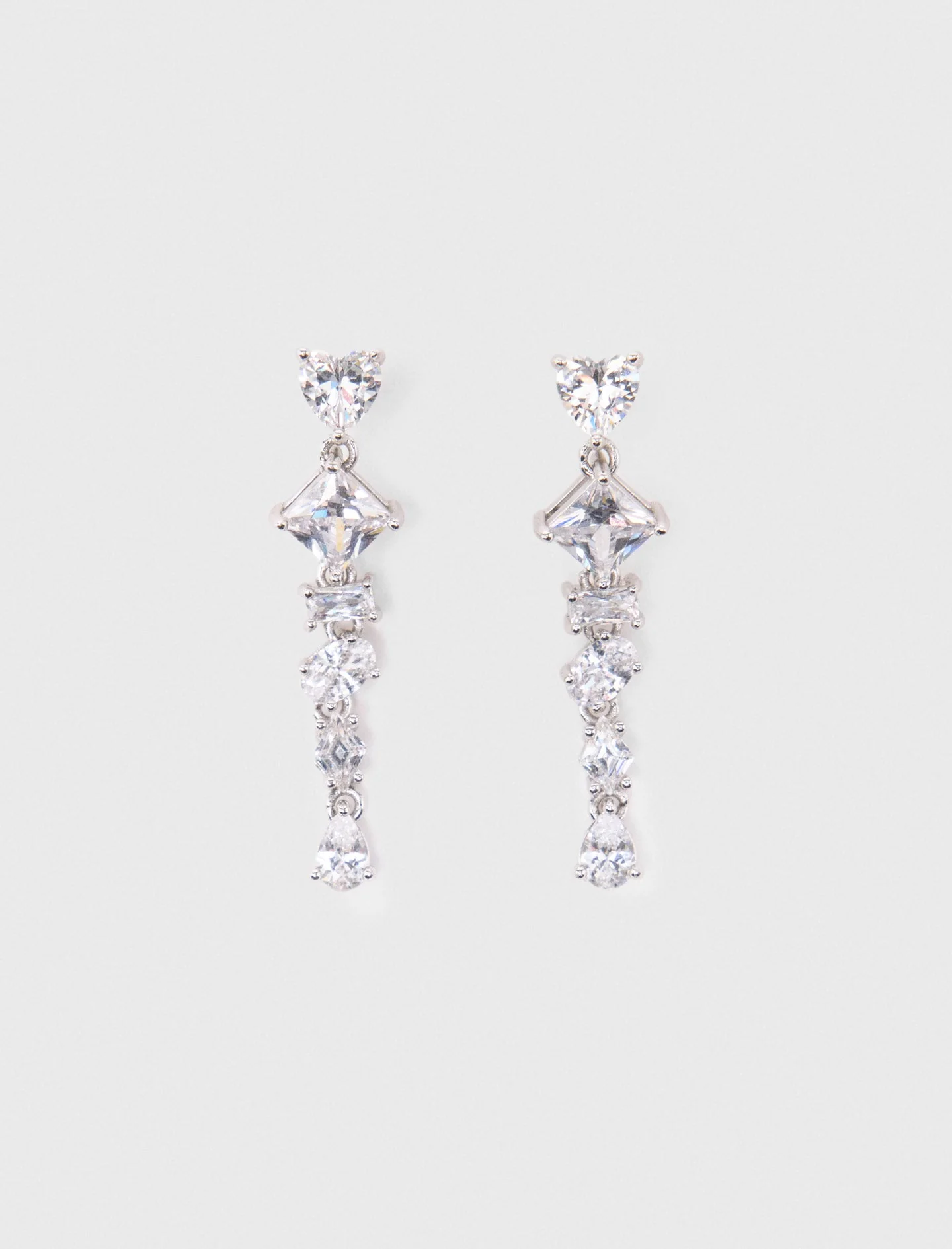 Rhinestone heart earrings Crystal - Image 5