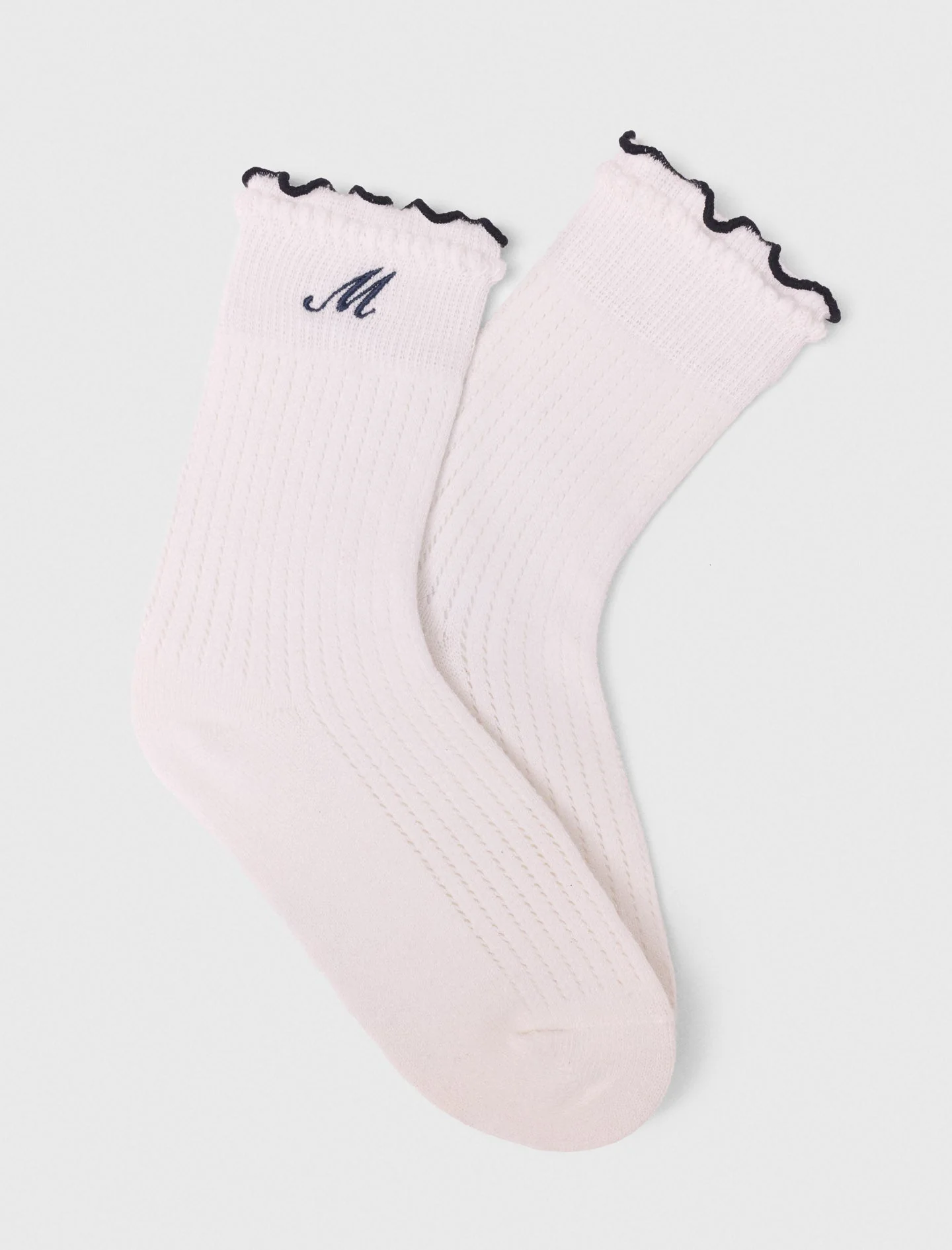 Cotton pointelle socks White - Image 5