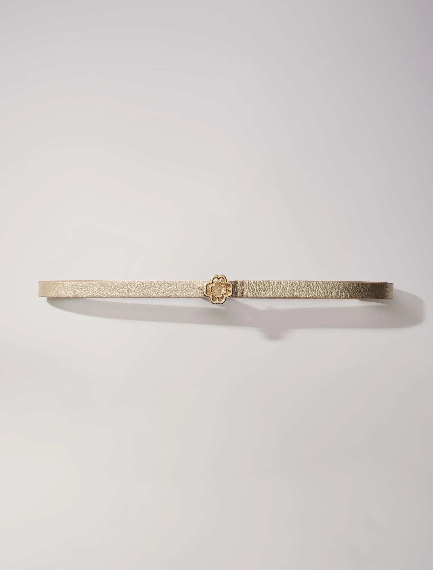 Slim belt with clover buckle Light Gold - Image 6