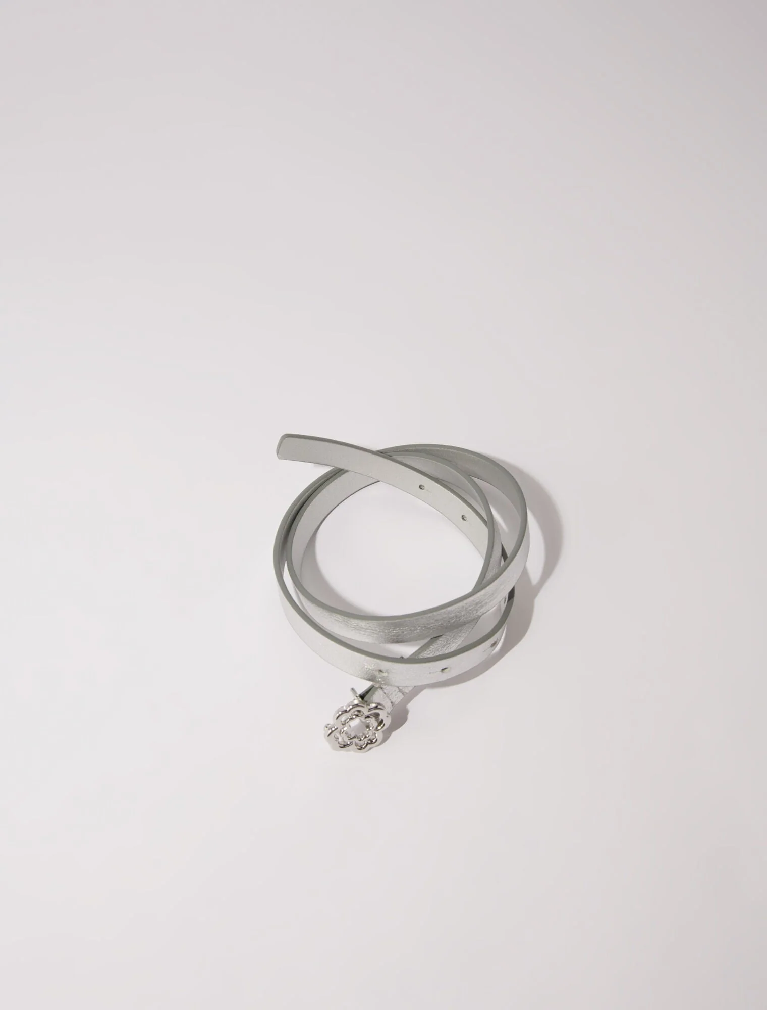 Slim belt with clover buckle Silver - Image 3