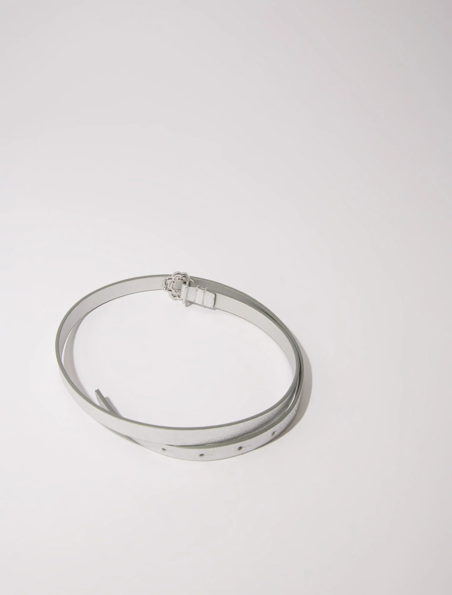 Slim belt with clover buckle Silver - Image 5