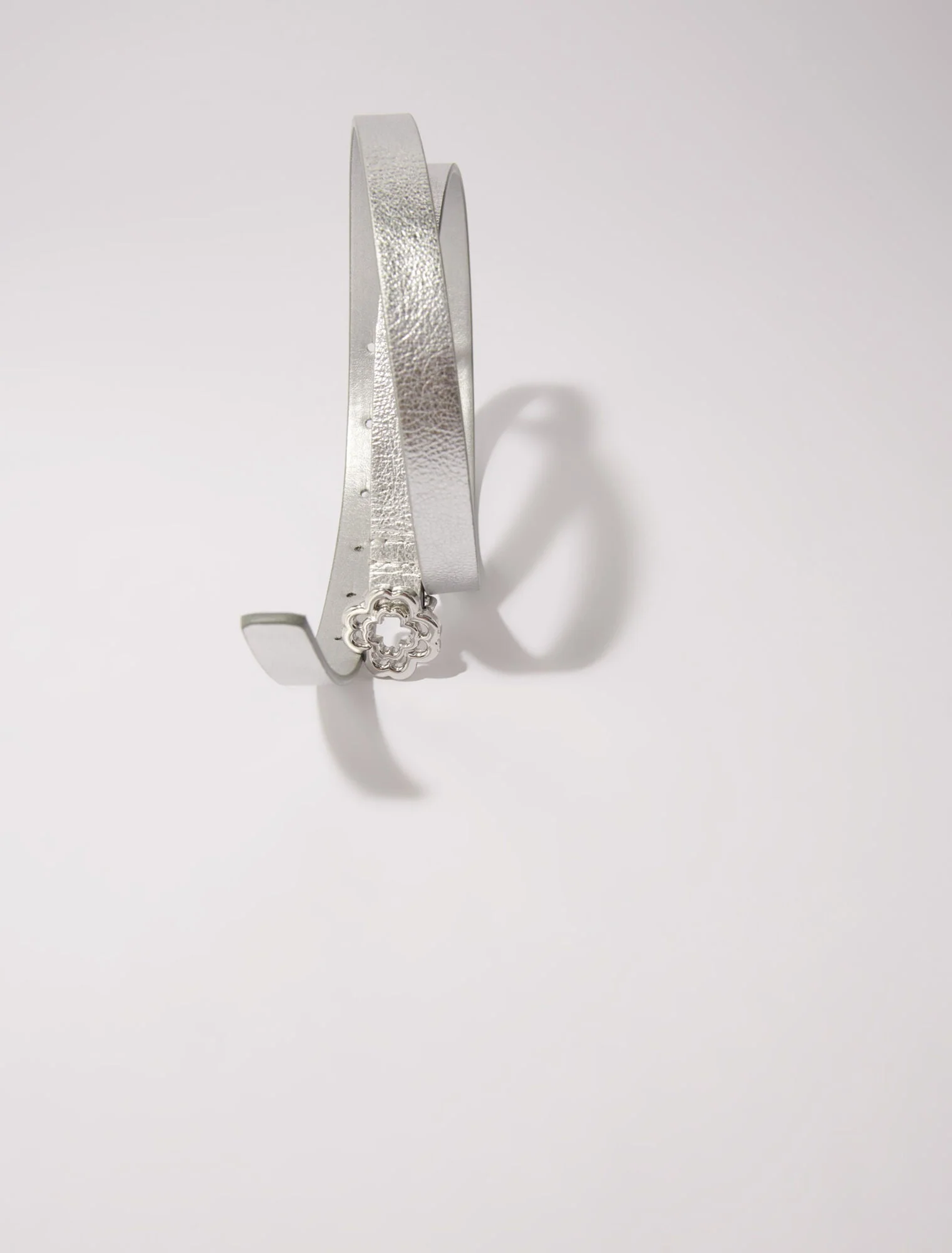 Slim belt with clover buckle Silver - Image 6