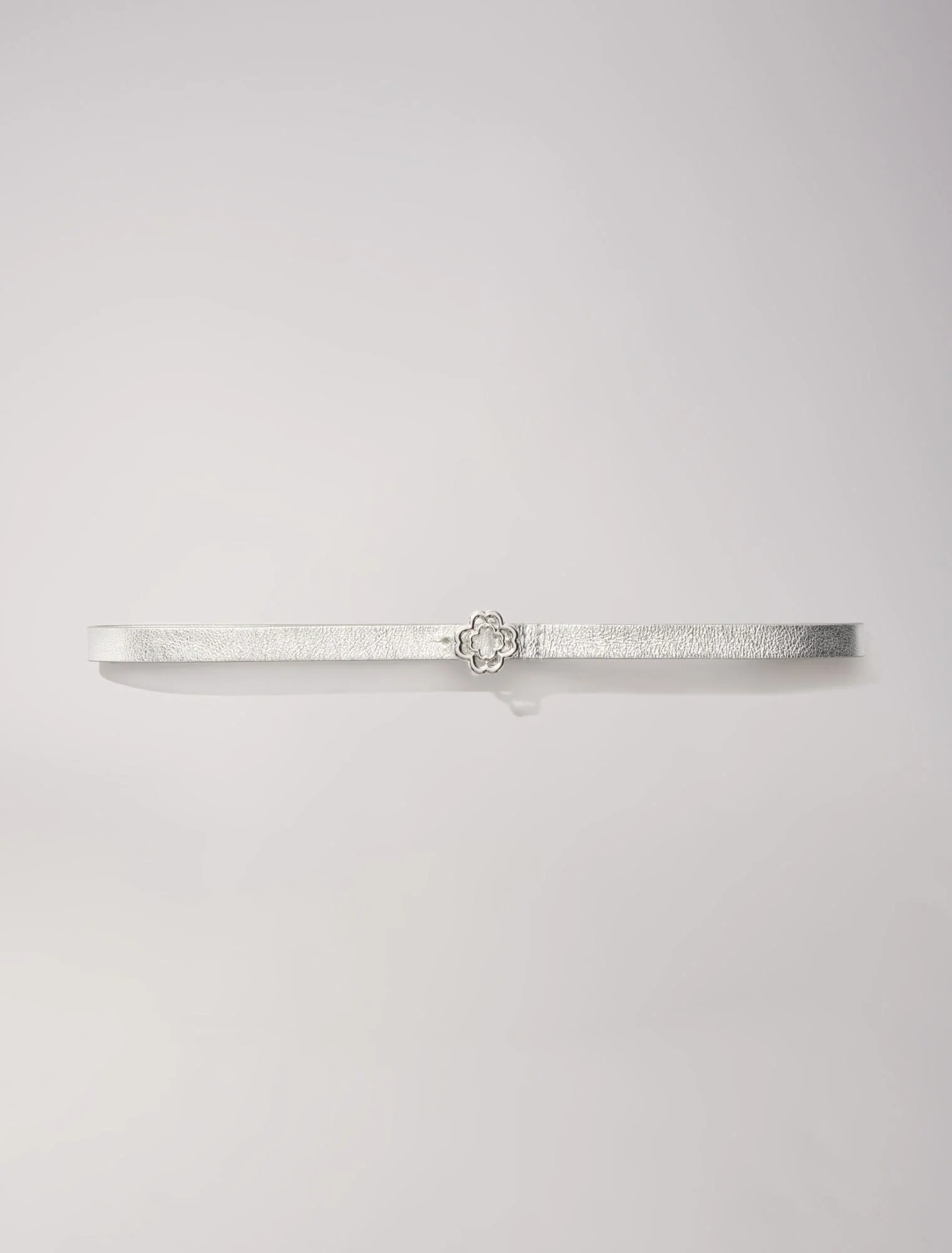 Slim belt with clover buckle Silver - Image 7