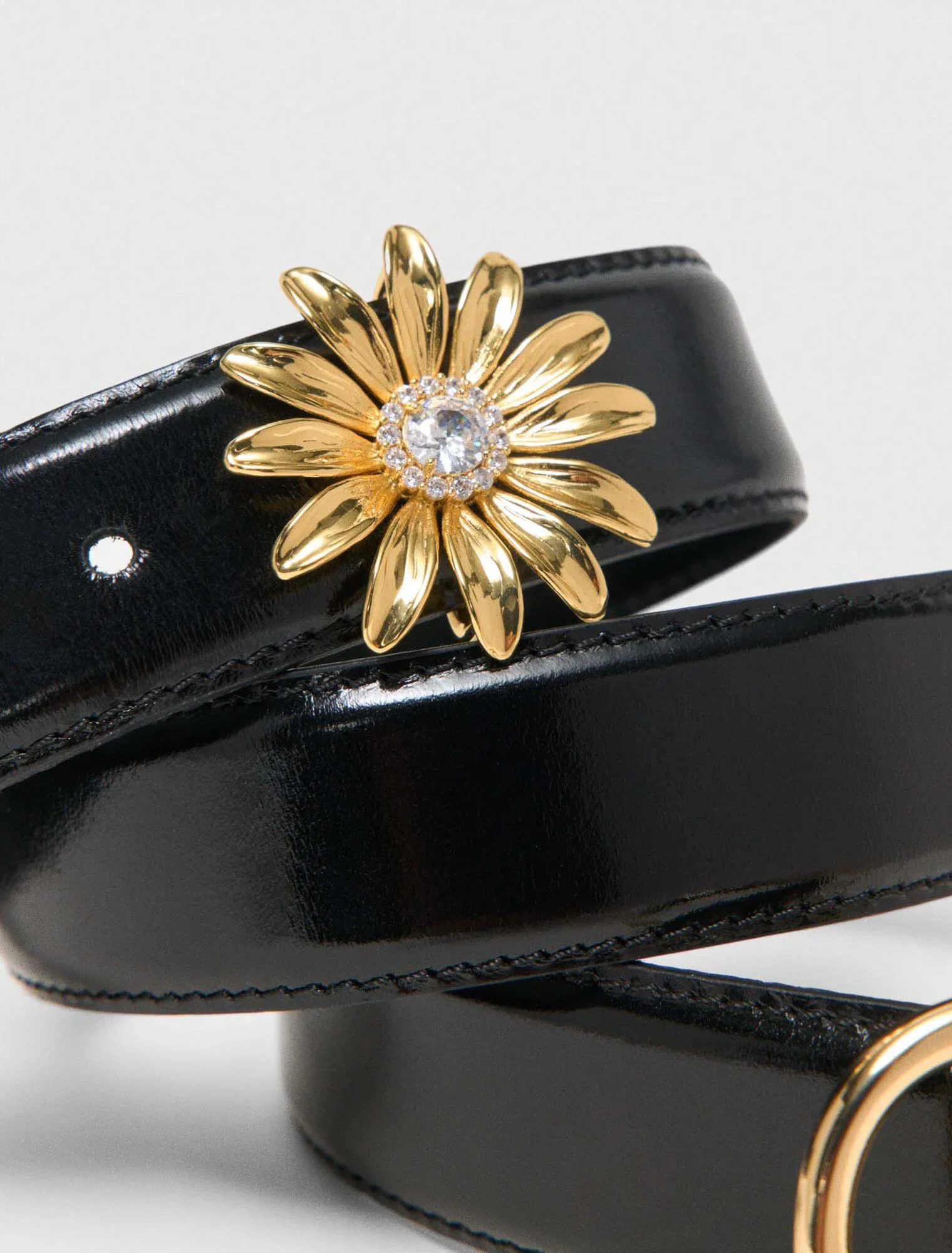 Leather Belt With Removable Jewel Black - Image 5