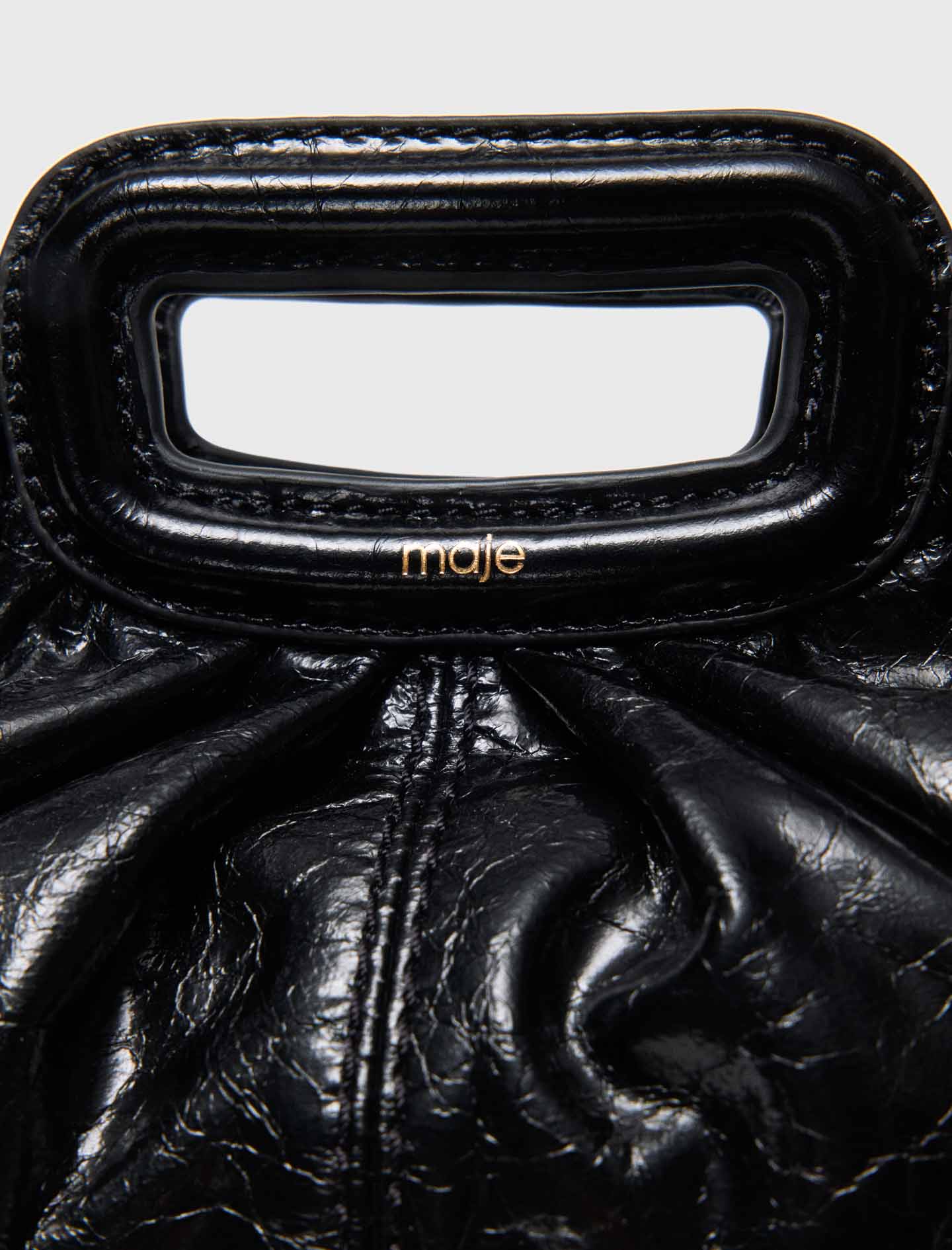 Crackled leather mini clutch Black - Image 5