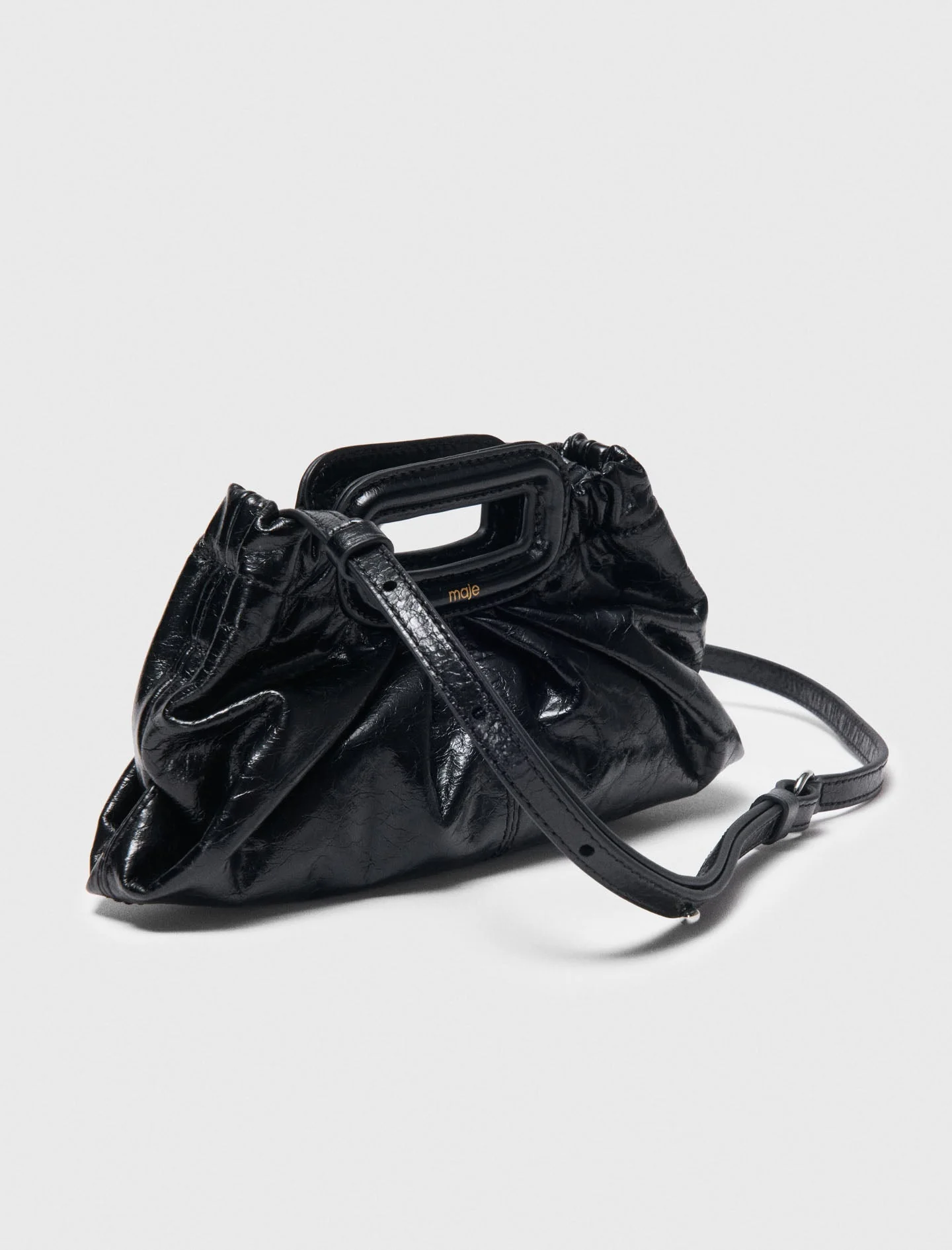 Crackled leather mini clutch Black - Image 6