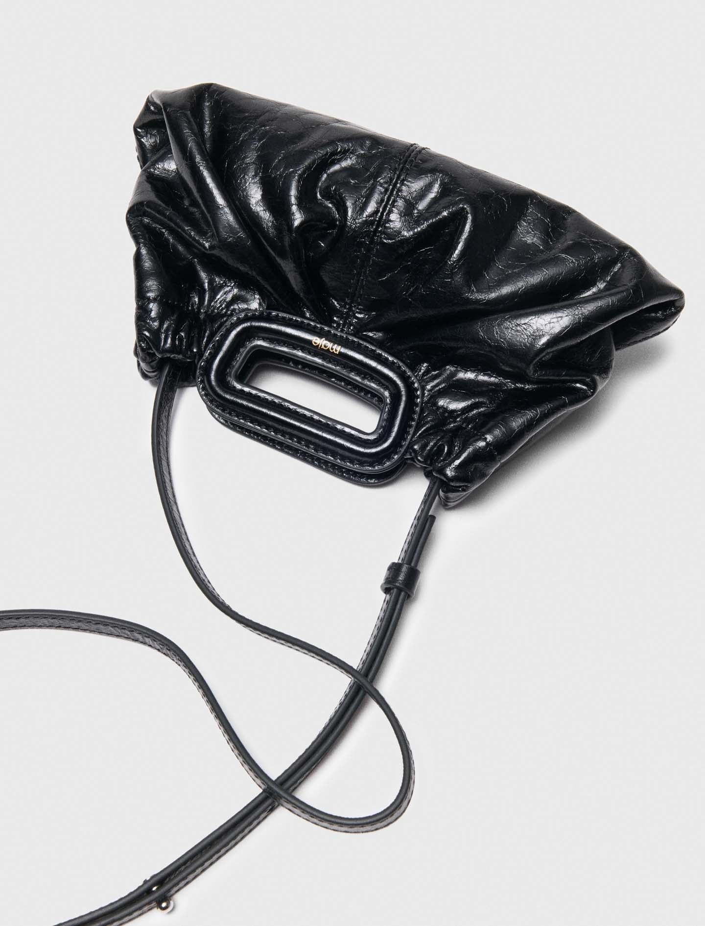 Crackled leather mini clutch Black - Image 7