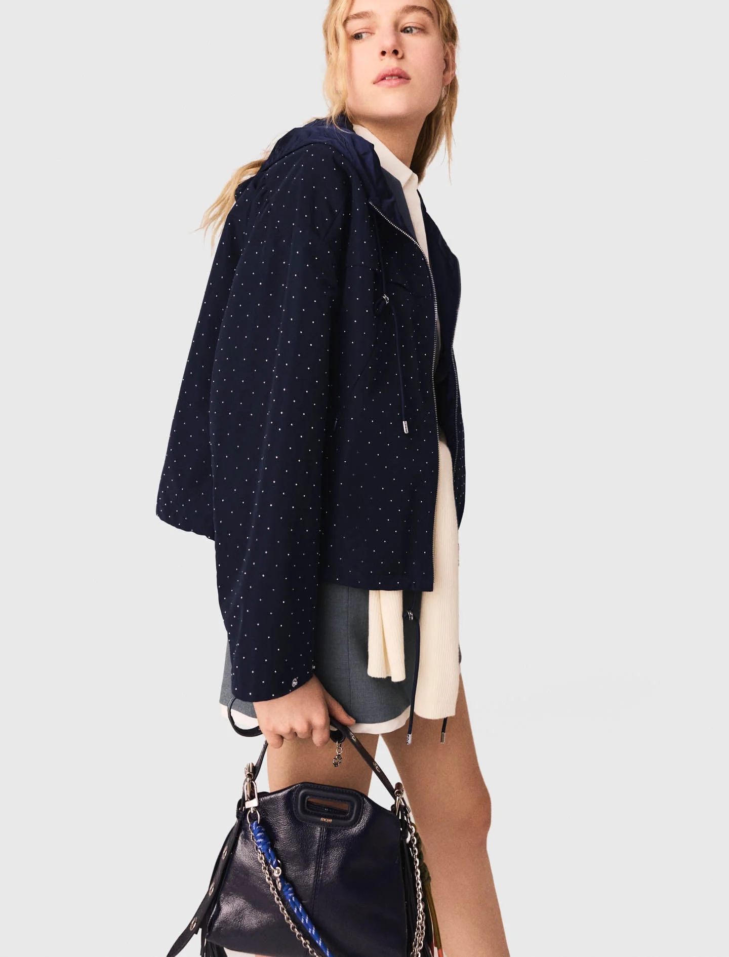 Hooded windbreaker with rhinestones - Image 3