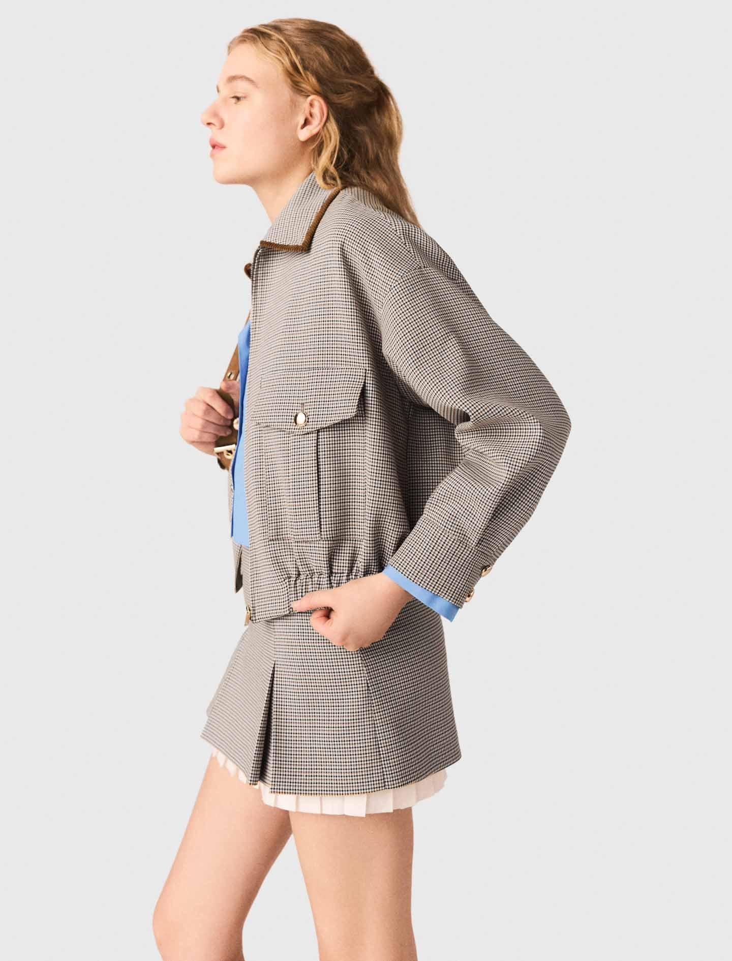 Checked Bomber Jacket Brown Checks - Image 2