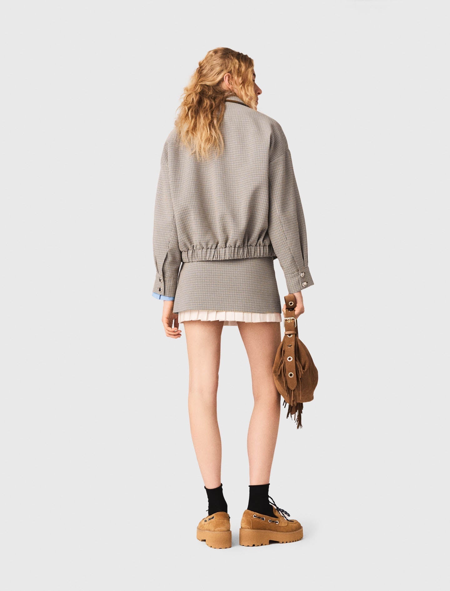 Checked Bomber Jacket Brown Checks - Image 3