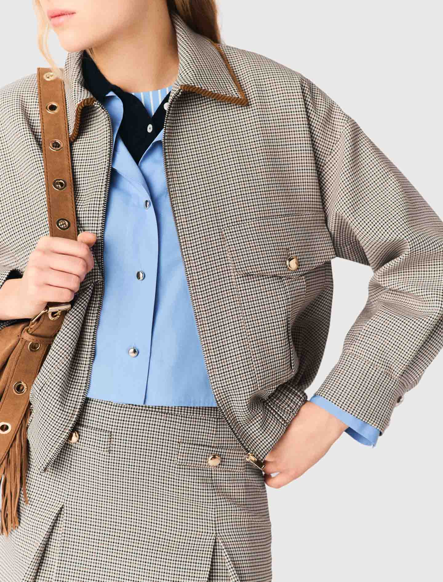 Checked Bomber Jacket Brown Checks - Image 6