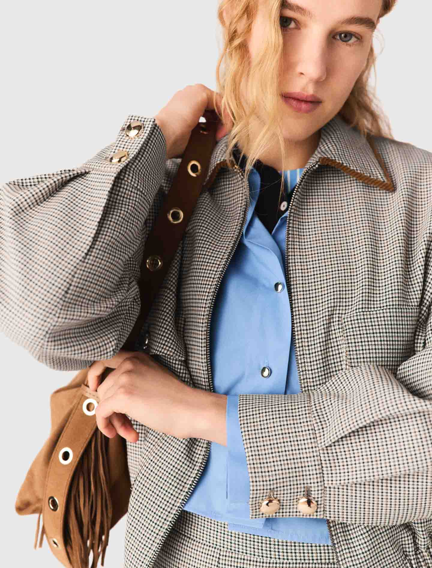 Checked Bomber Jacket Brown Checks - Image 7