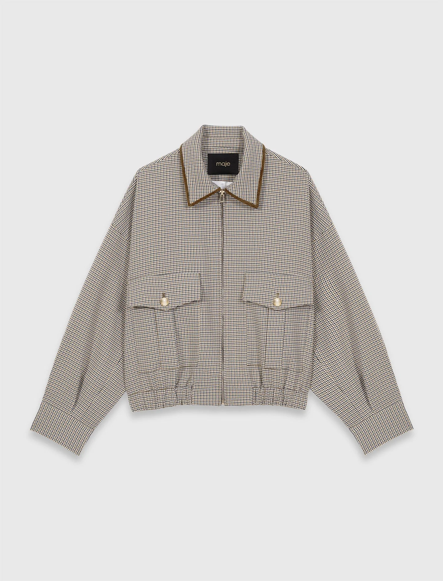 Checked Bomber Jacket Brown Checks - Image 8