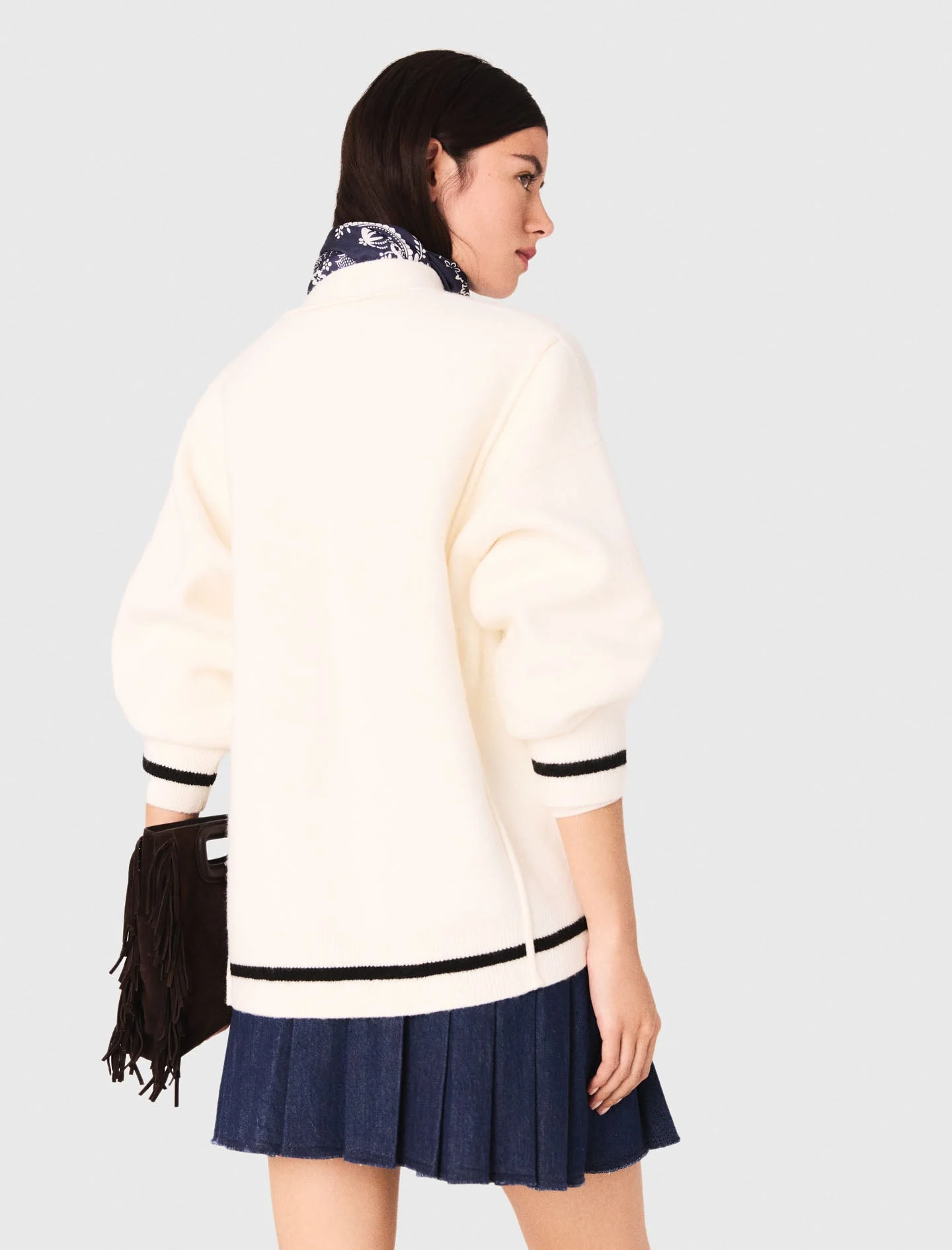 Long cardigan with embroidery Ecru - Image 6