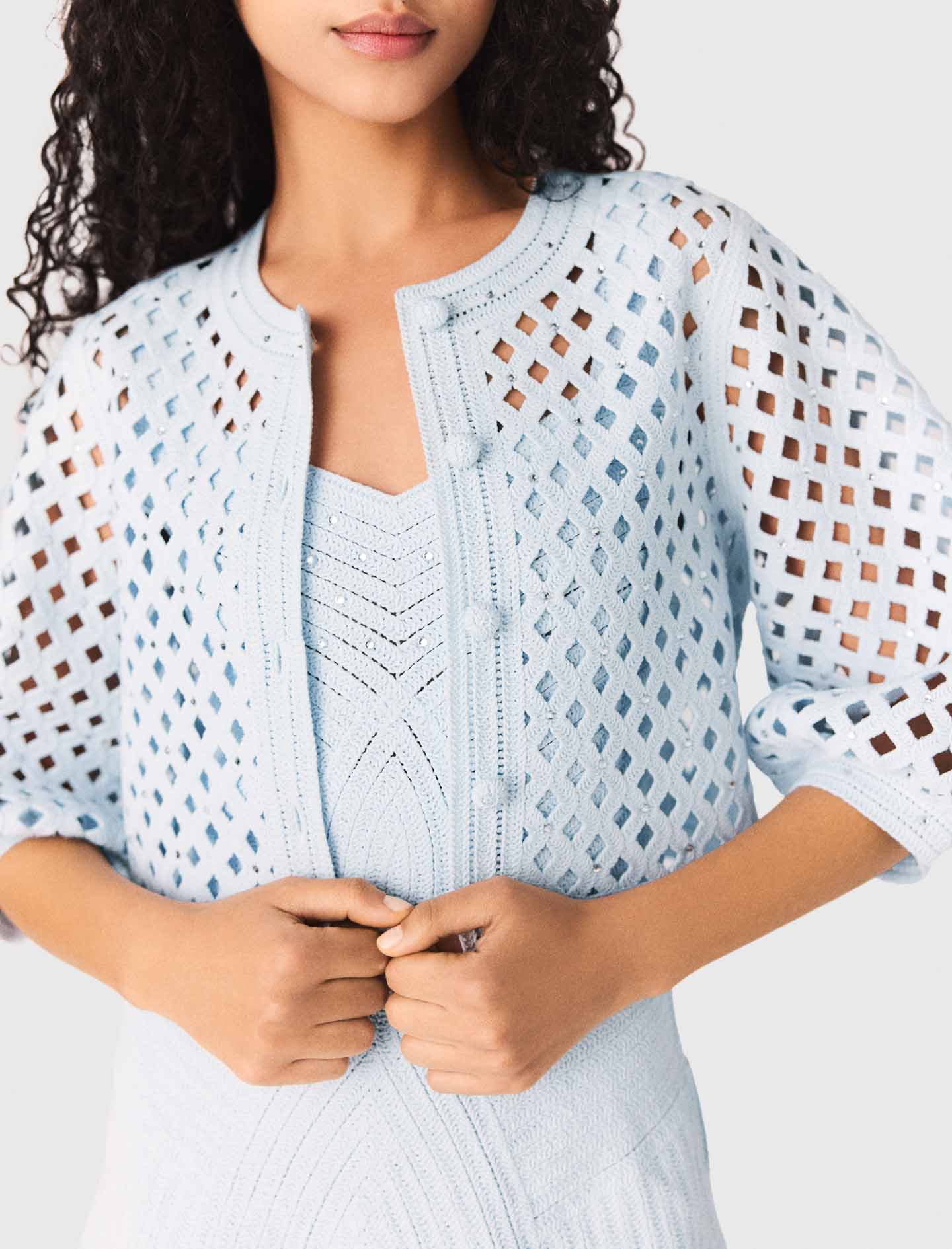 Rhinestone crochet cardigan - Image 6