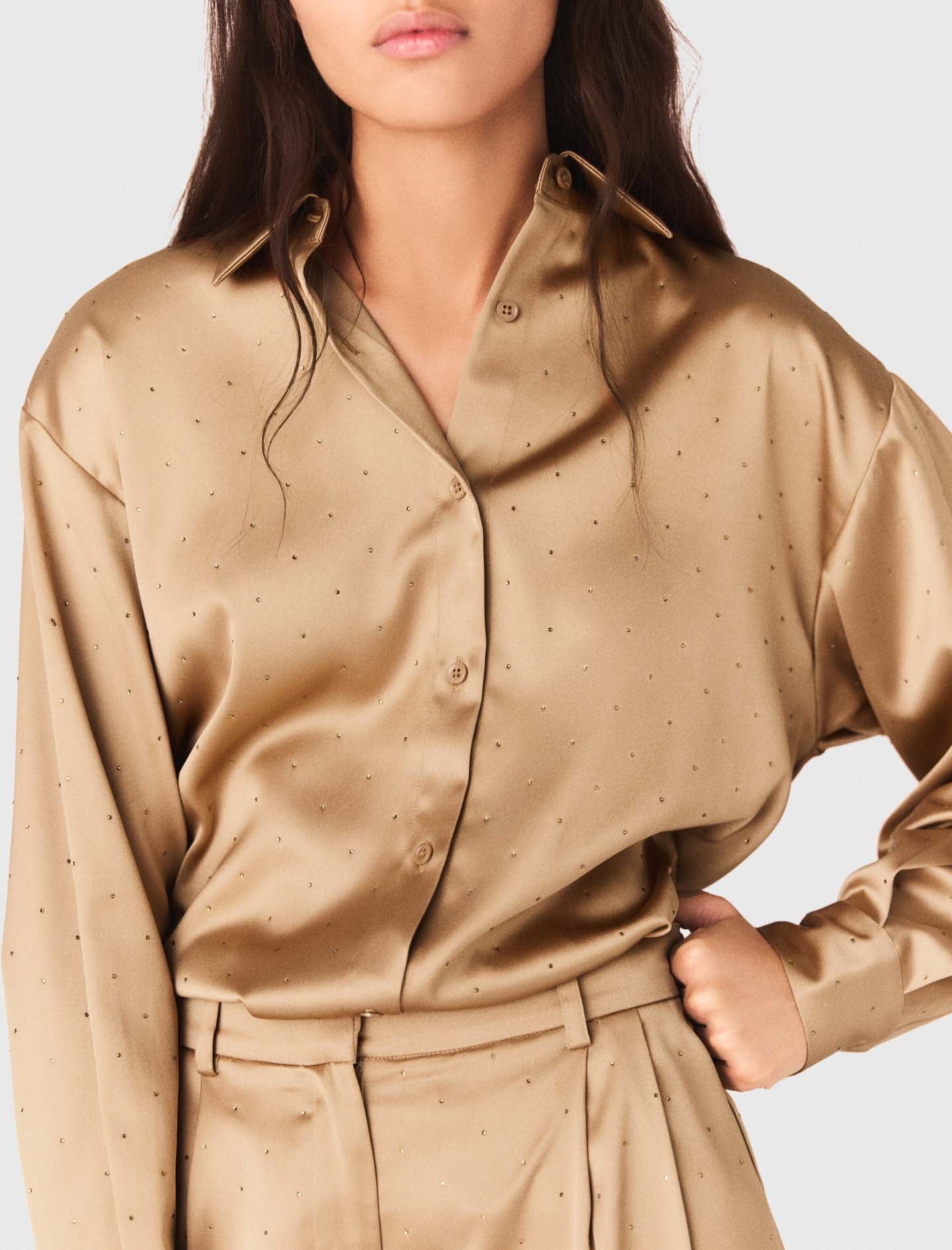 Rhinestone satin shirt - Image 4