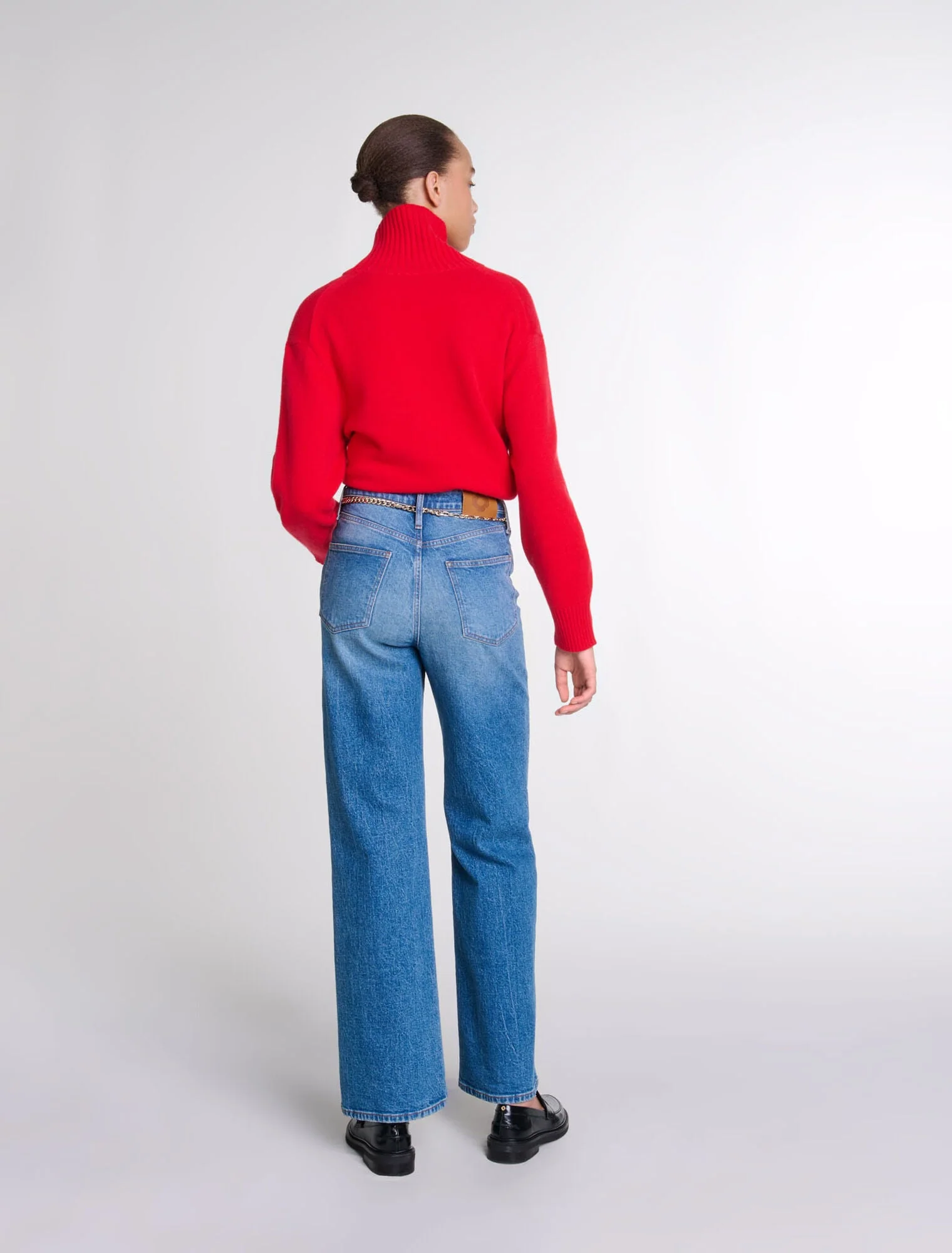Jeans with chain-link belt Blue - Image 5