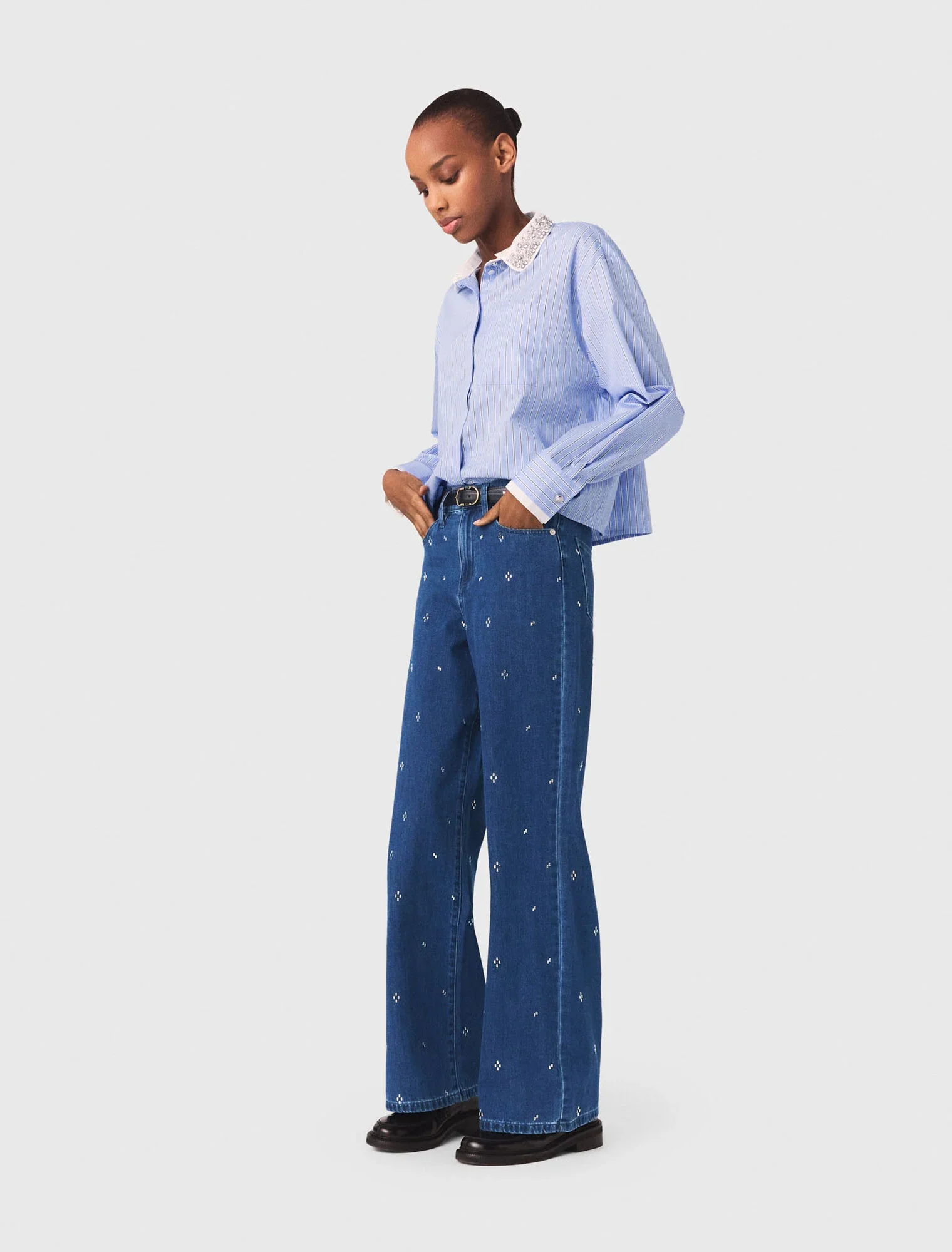Wide jeans with rhinestones - Image 3