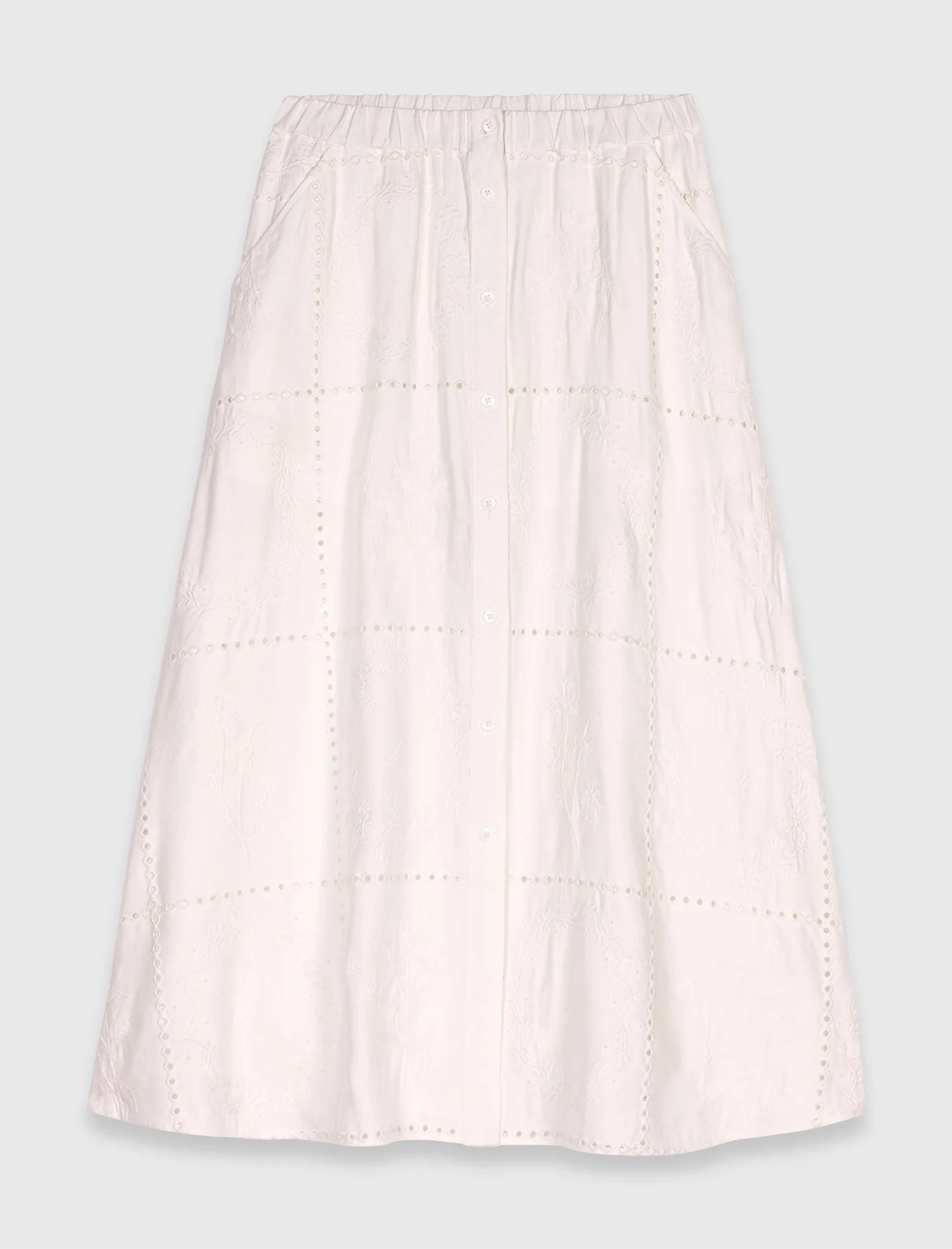 Embroidered midi skirt White - Image 4