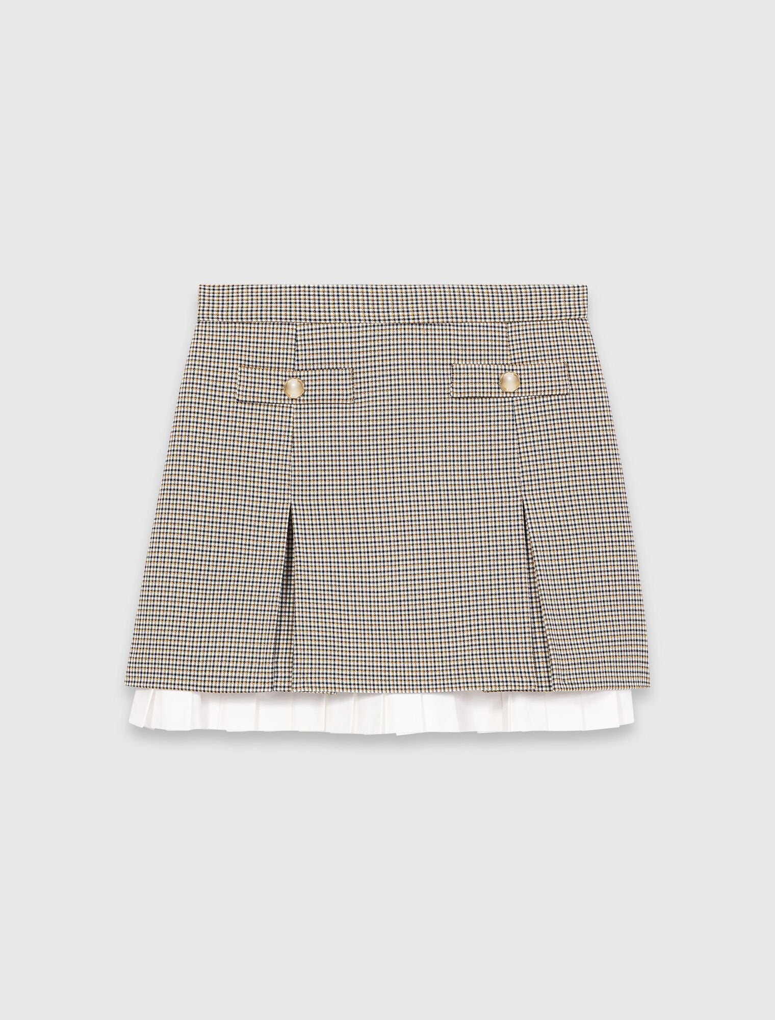 Pleated Skirt With Poplin Details Brown Checks - Image 7