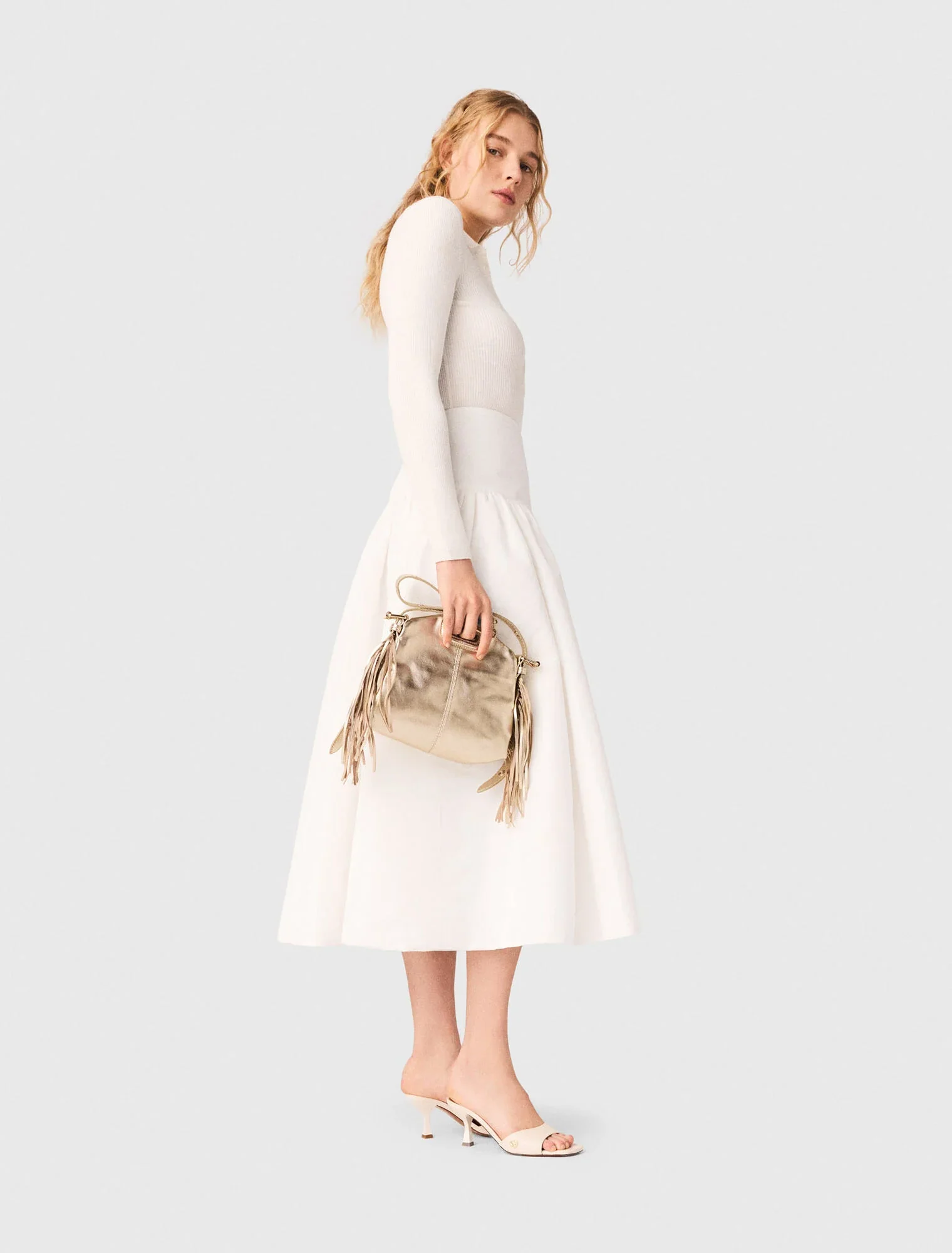 Long Taffeta Skirt White - Image 2