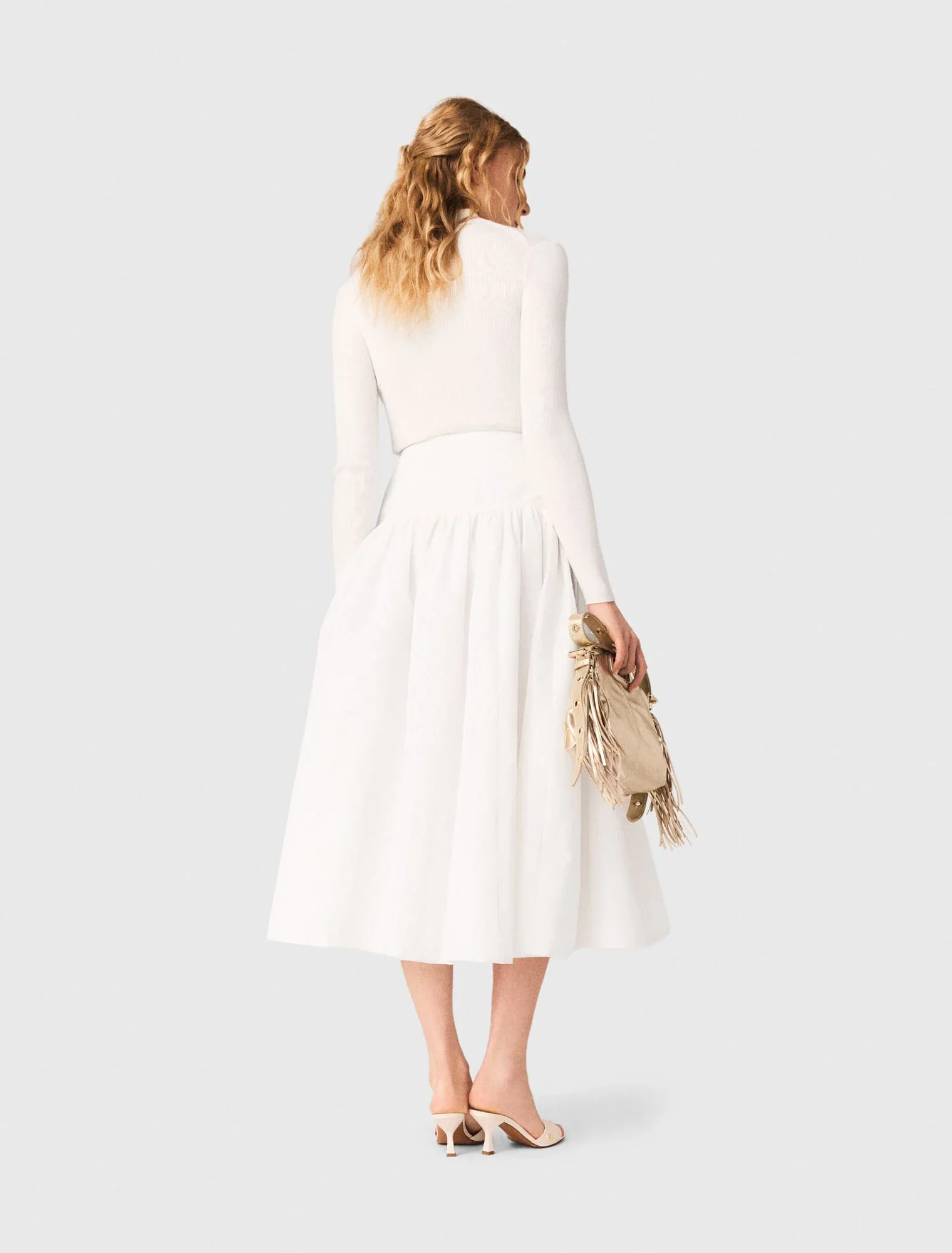 Long Taffeta Skirt White - Image 3