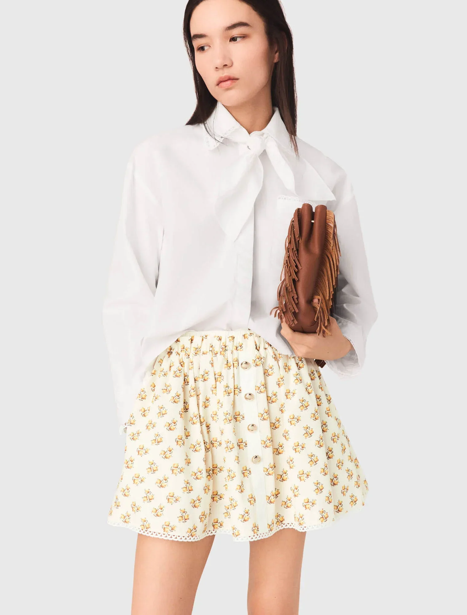 Printed Skirt With Rickrack Trim Yellow Small Flowers Print - Image 4