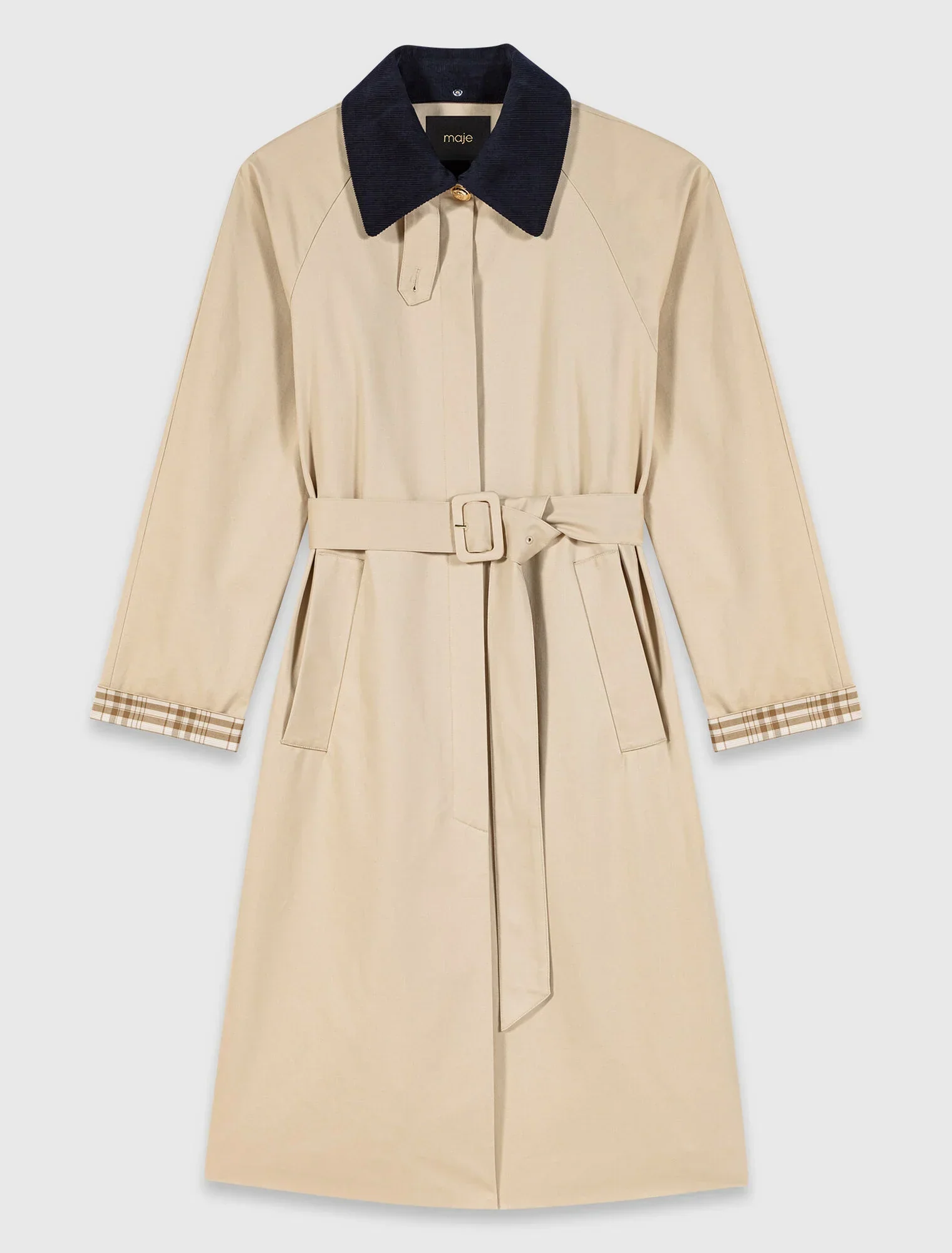 Contrast sleeve and collar trench Beige - Image 7
