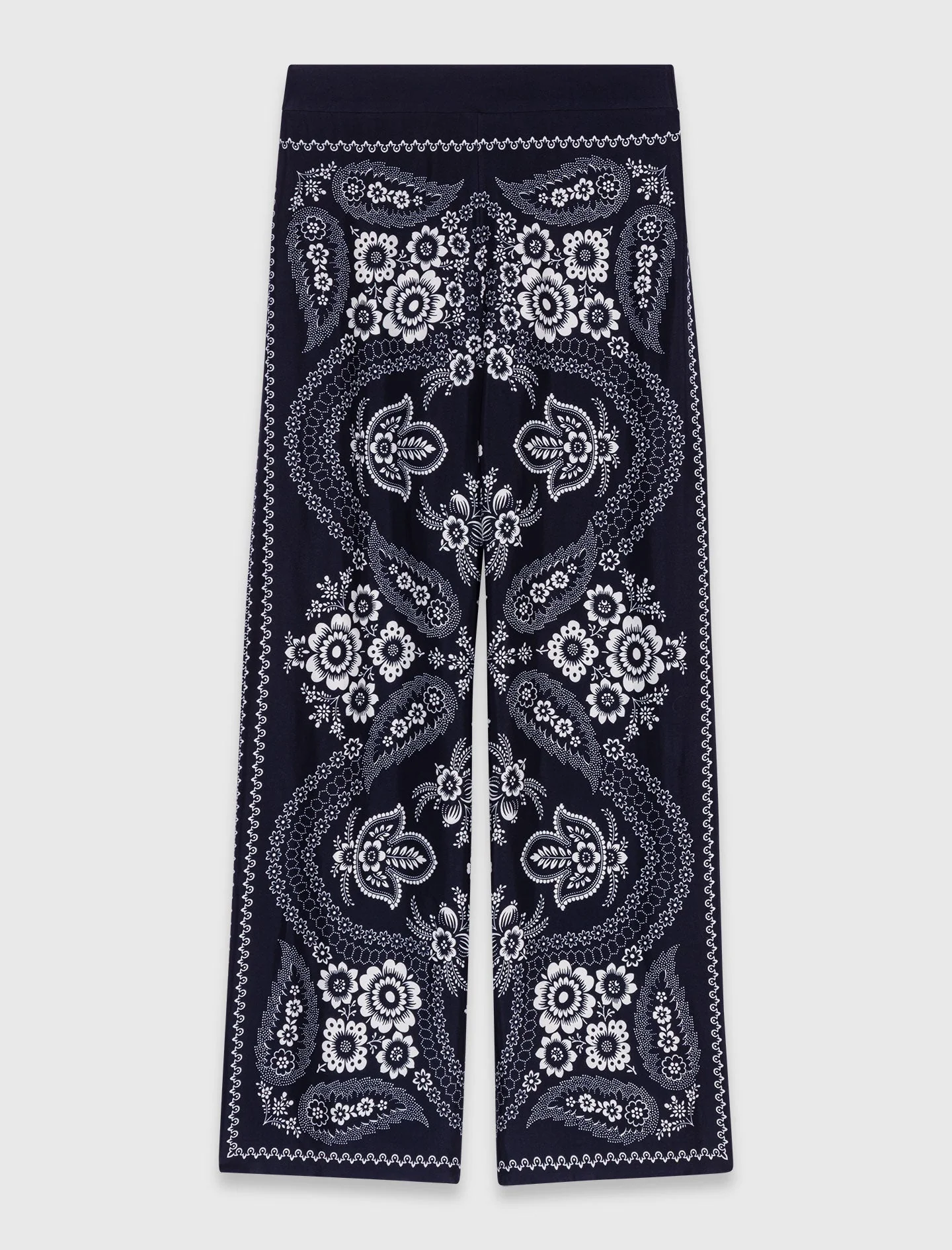 Flowing paisley print trousers Navy Bandana Print - Image 6