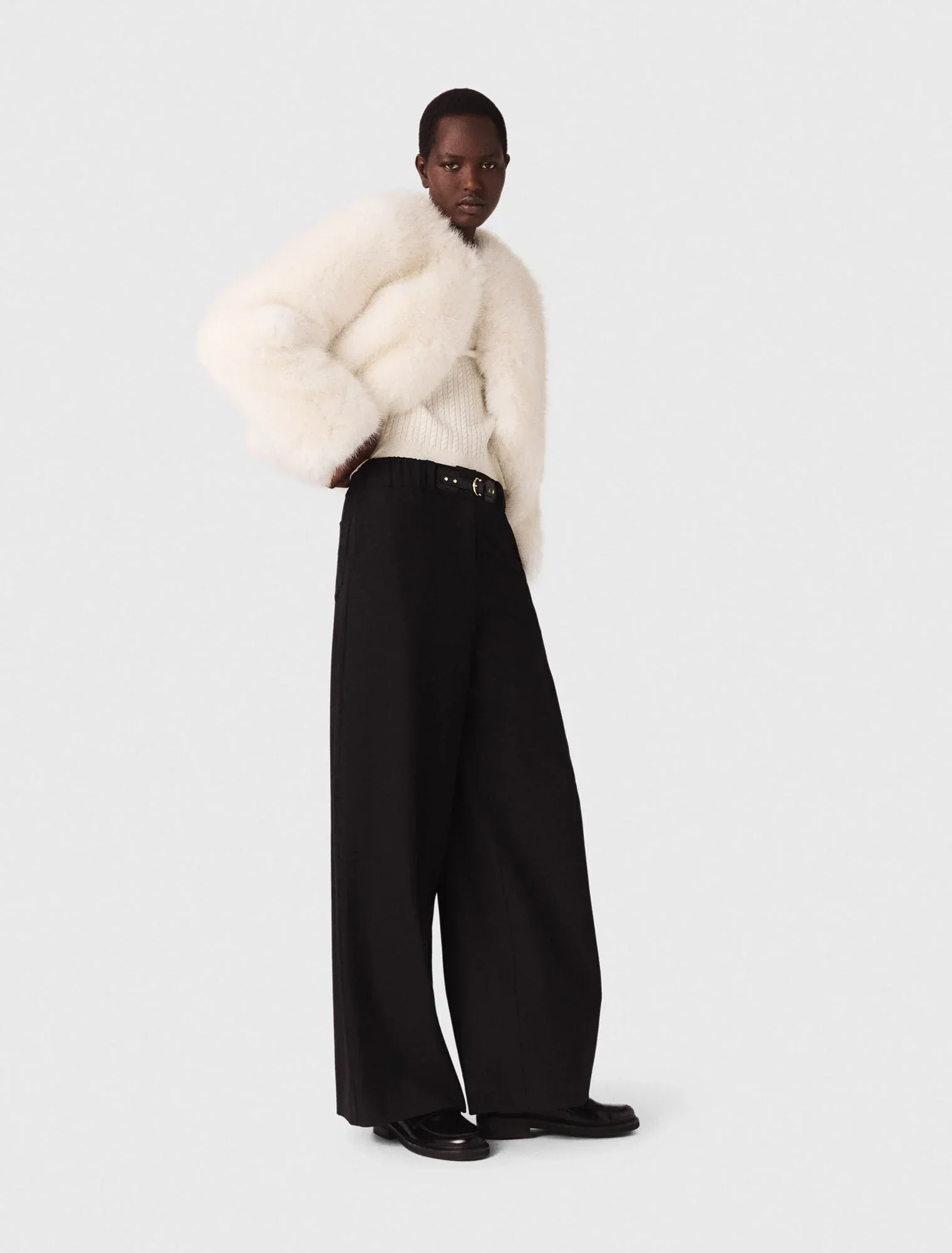 Wide-leg suit trousers Black - Image 4