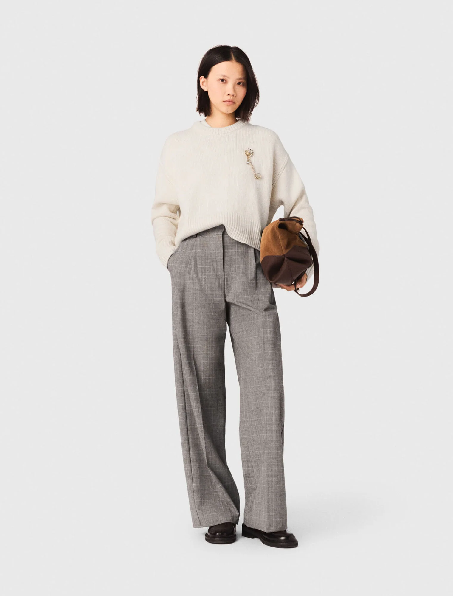 Checked Suit Trousers Grey - Image 4