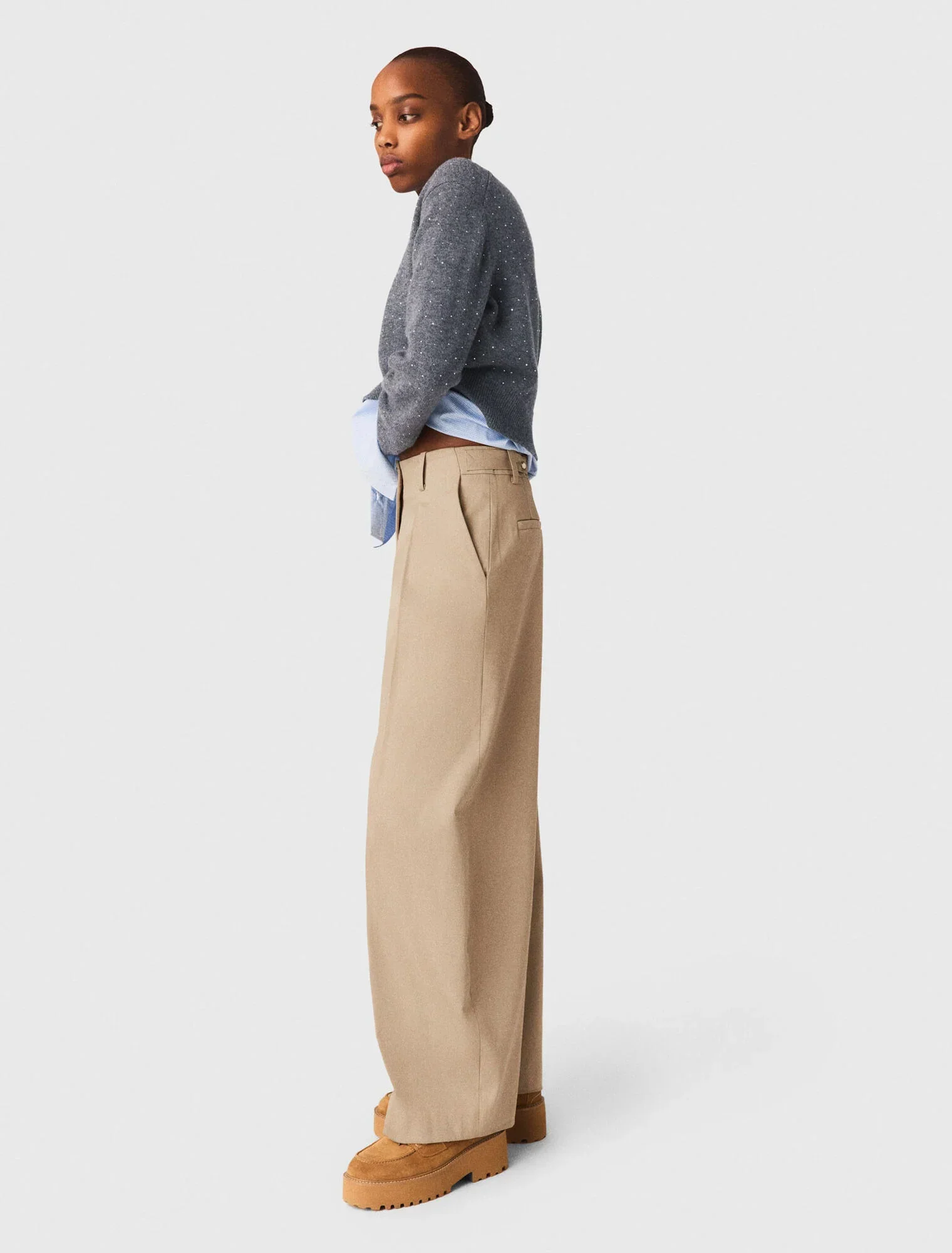 Cotton Balloon Trousers Mastic Beige - Image 2