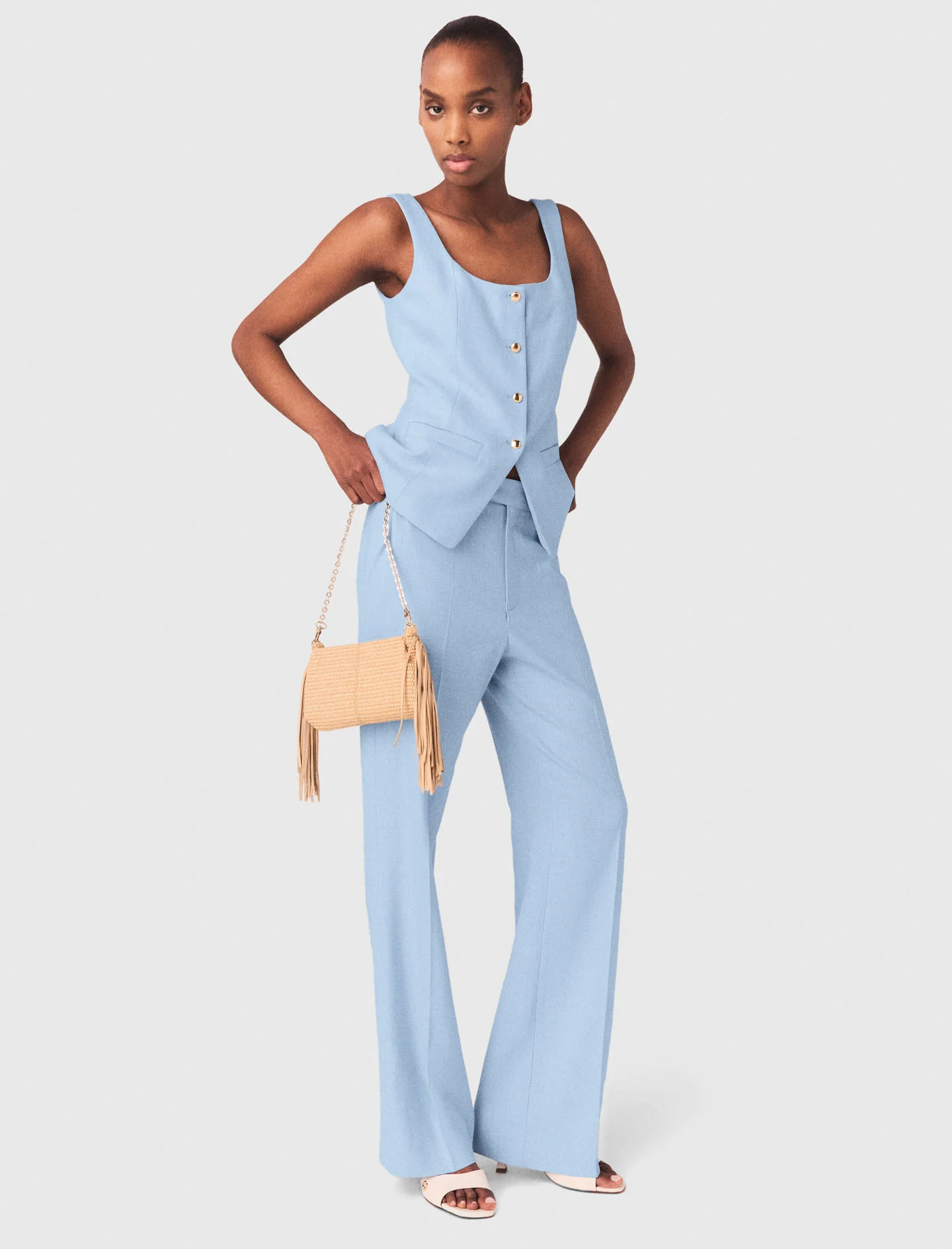 Suit Trousers With Pleats Blue Sky - Image 2