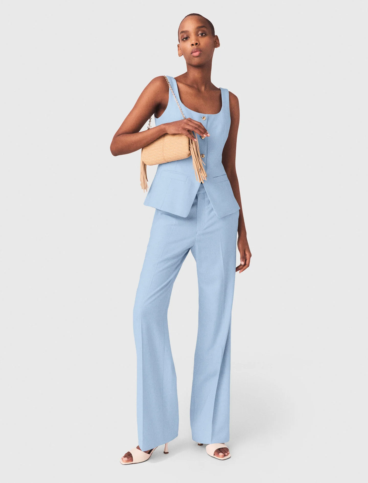 Suit Trousers With Pleats Blue Sky - Image 3