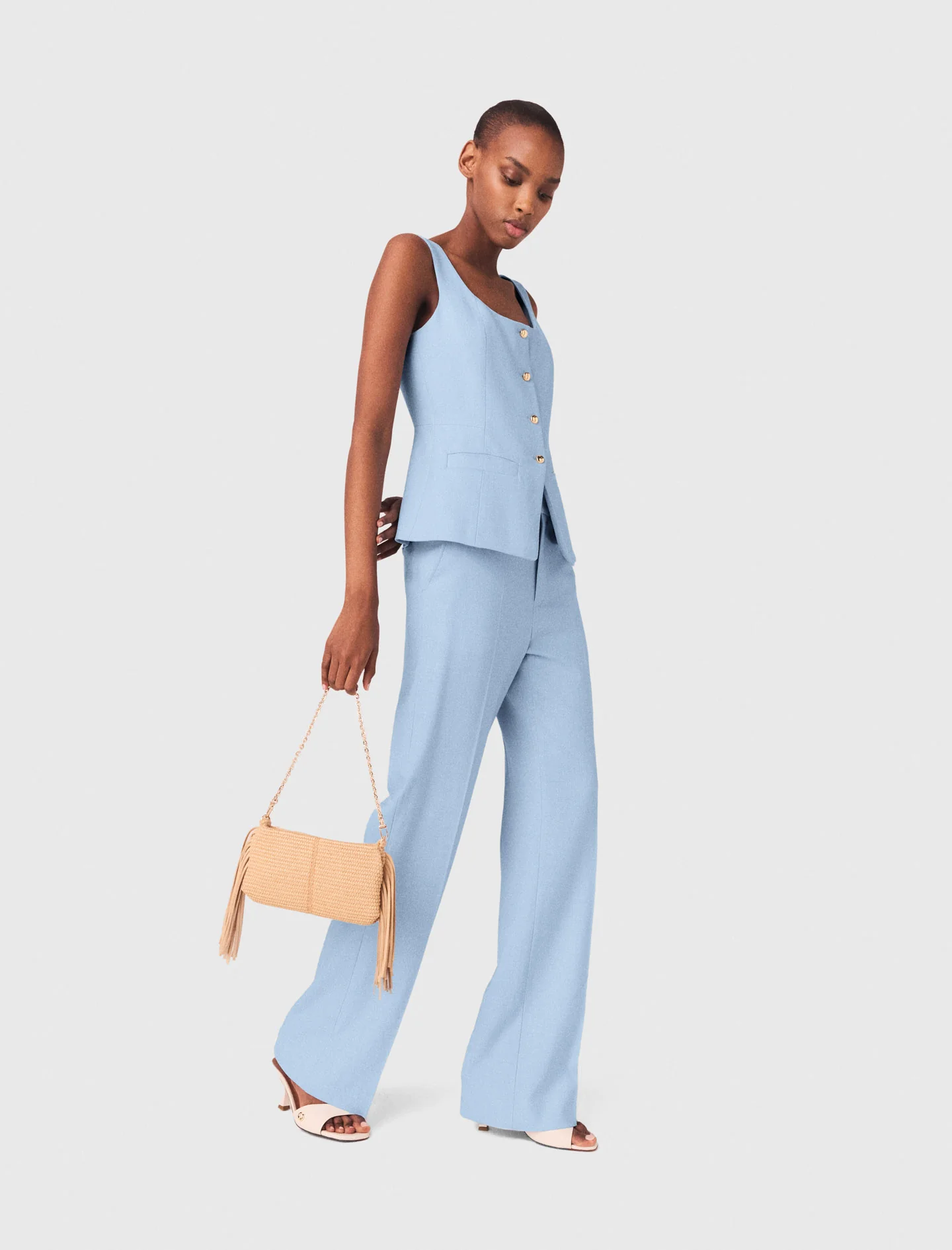 Suit Trousers With Pleats Blue Sky - Image 4