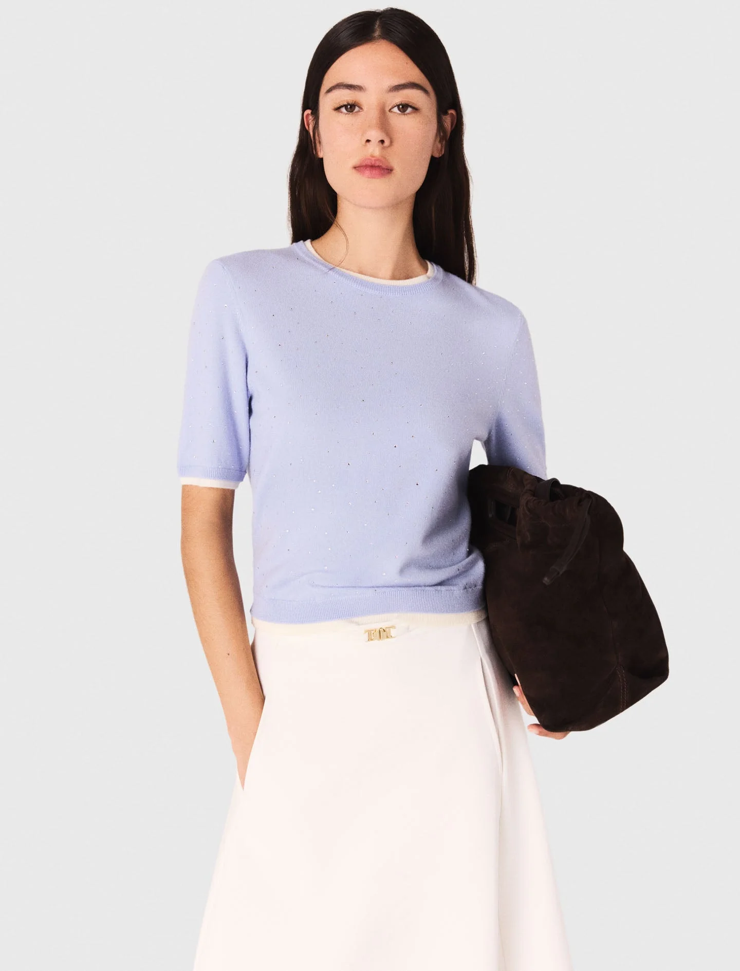 100% wool jumper with rhinestones Blue - Image 4
