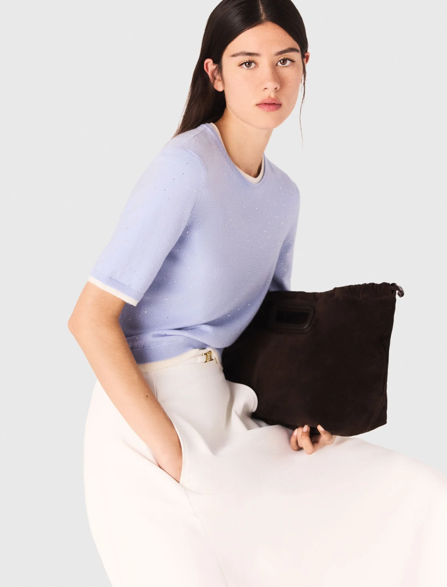 100% wool jumper with rhinestones Blue - Image 5