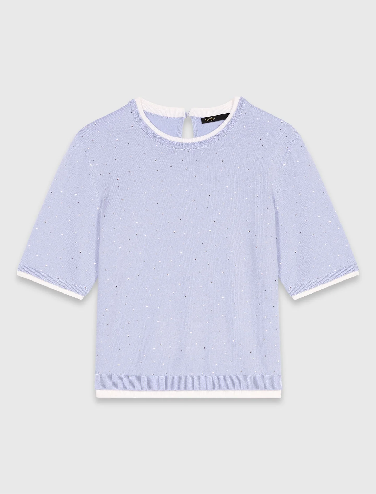 100% wool jumper with rhinestones Blue - Image 7