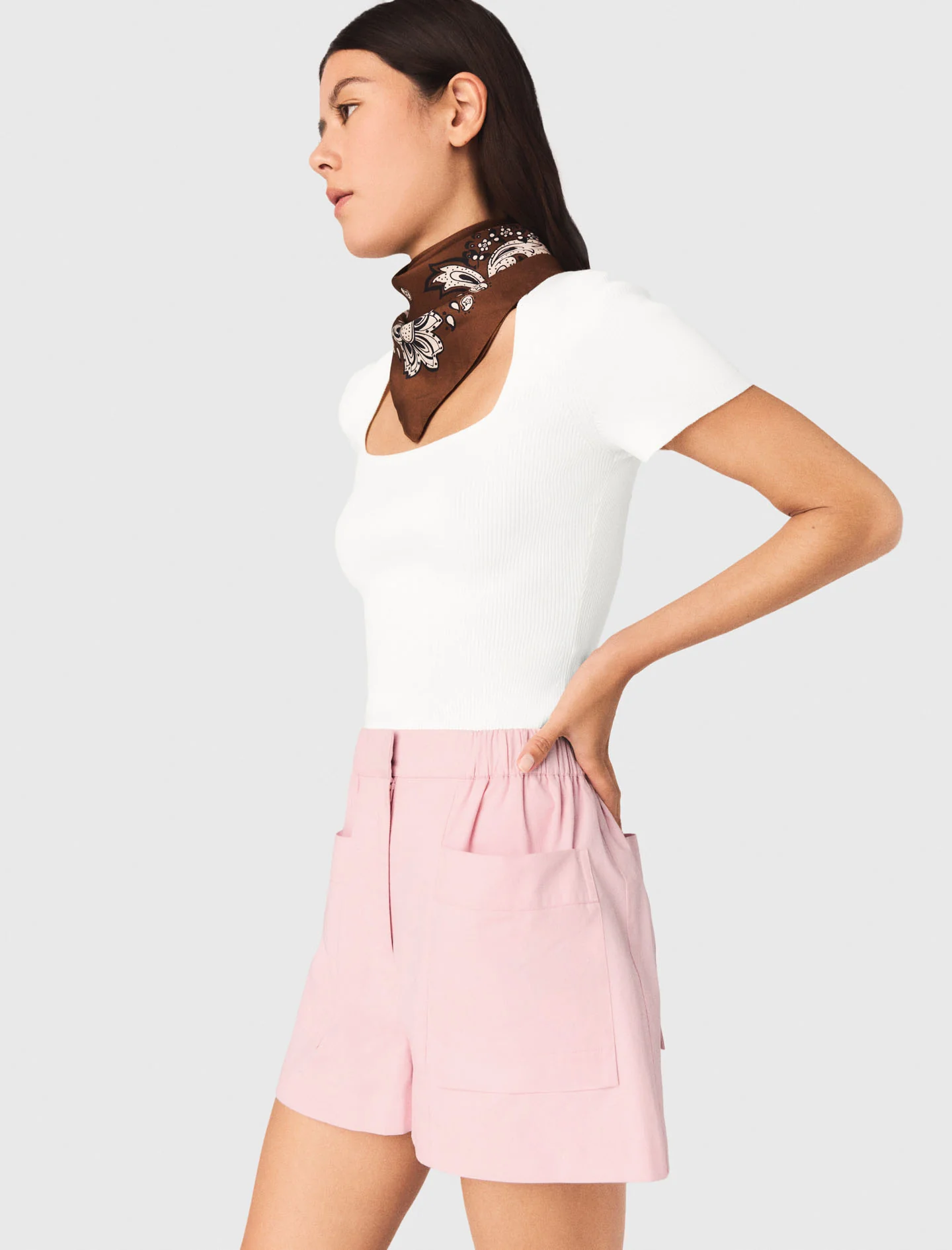 Square-Neck Ribbed Jumper White - Image 4