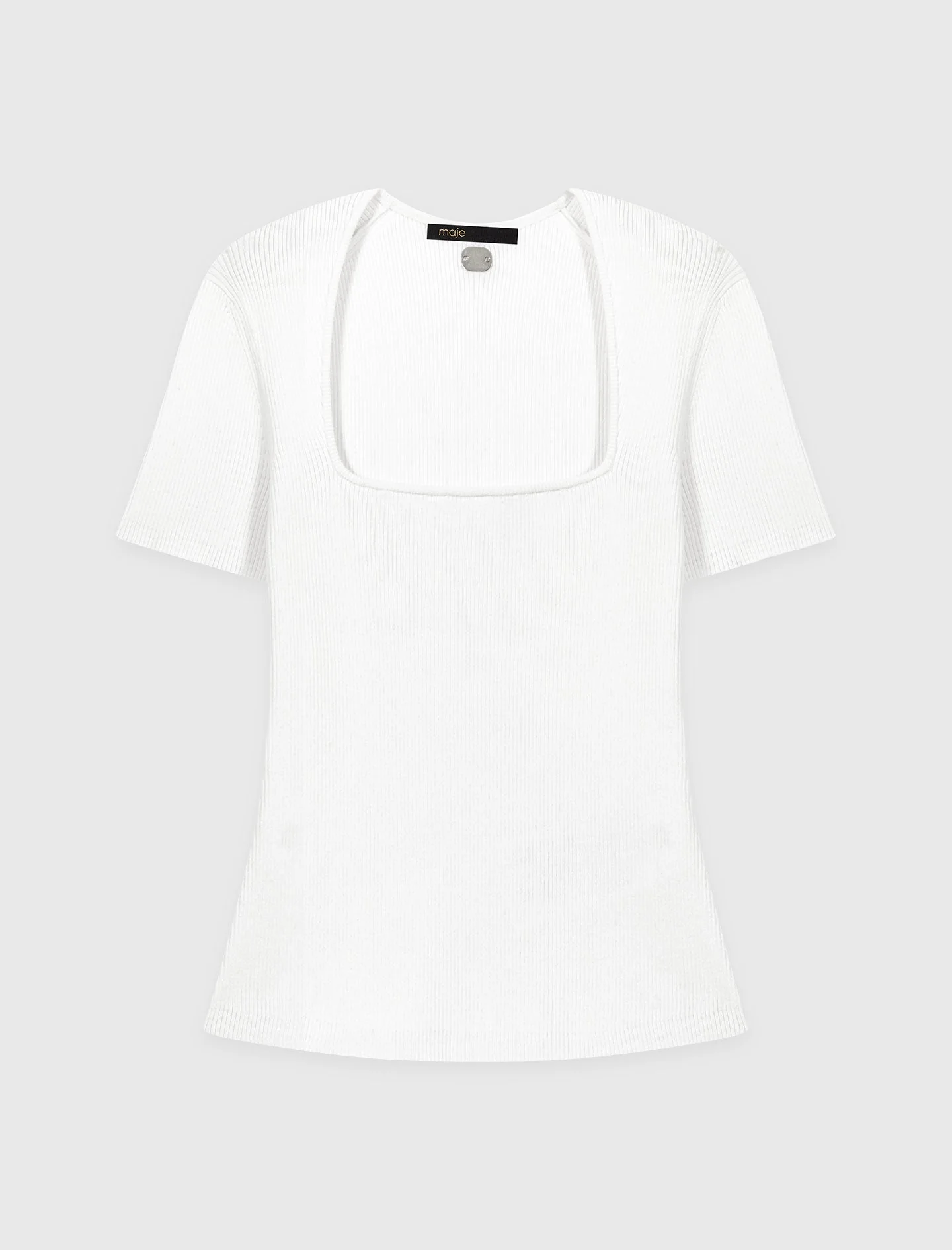 Square-Neck Ribbed Jumper White - Image 6