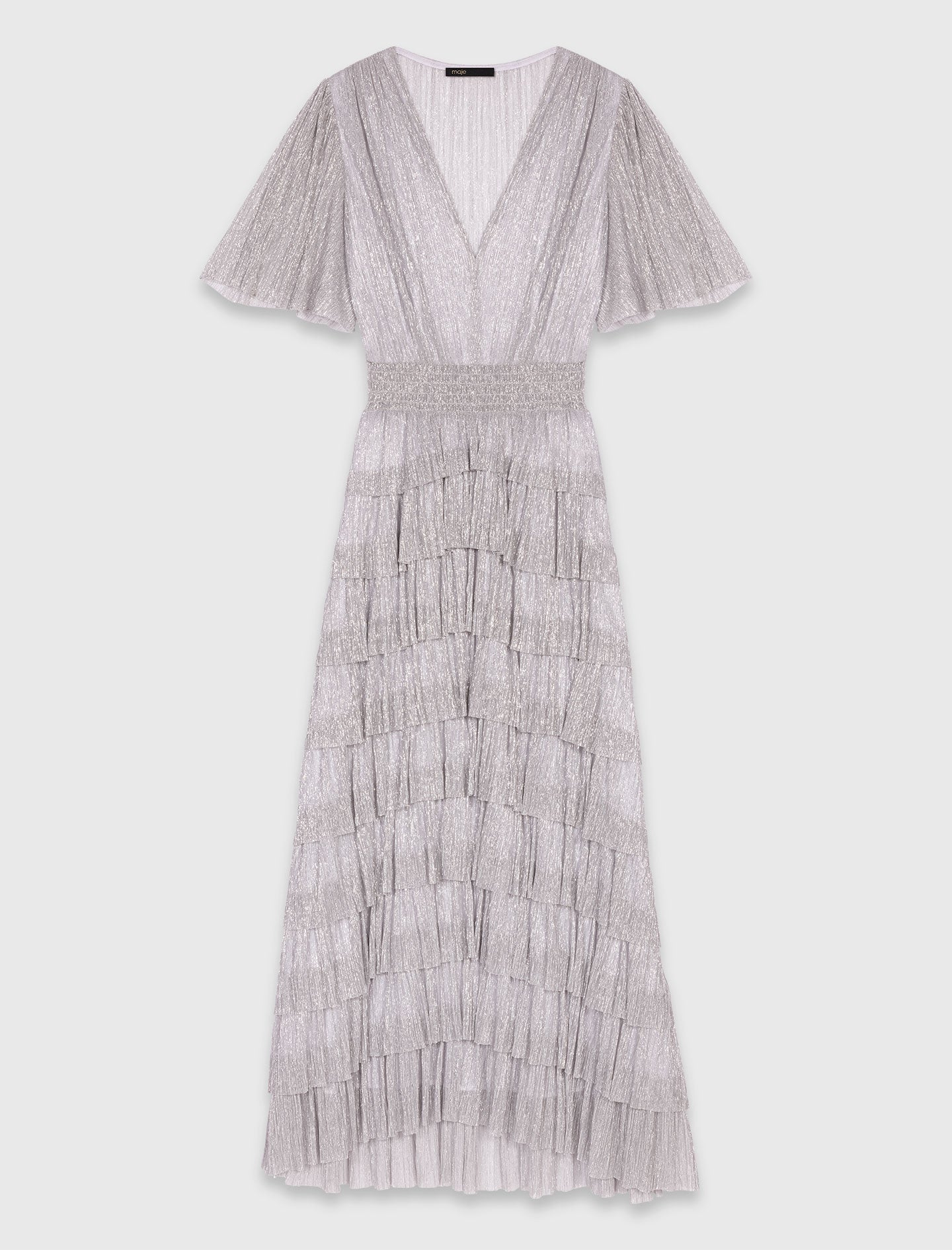 Metallic ruffled midi dress Silver - Image 9