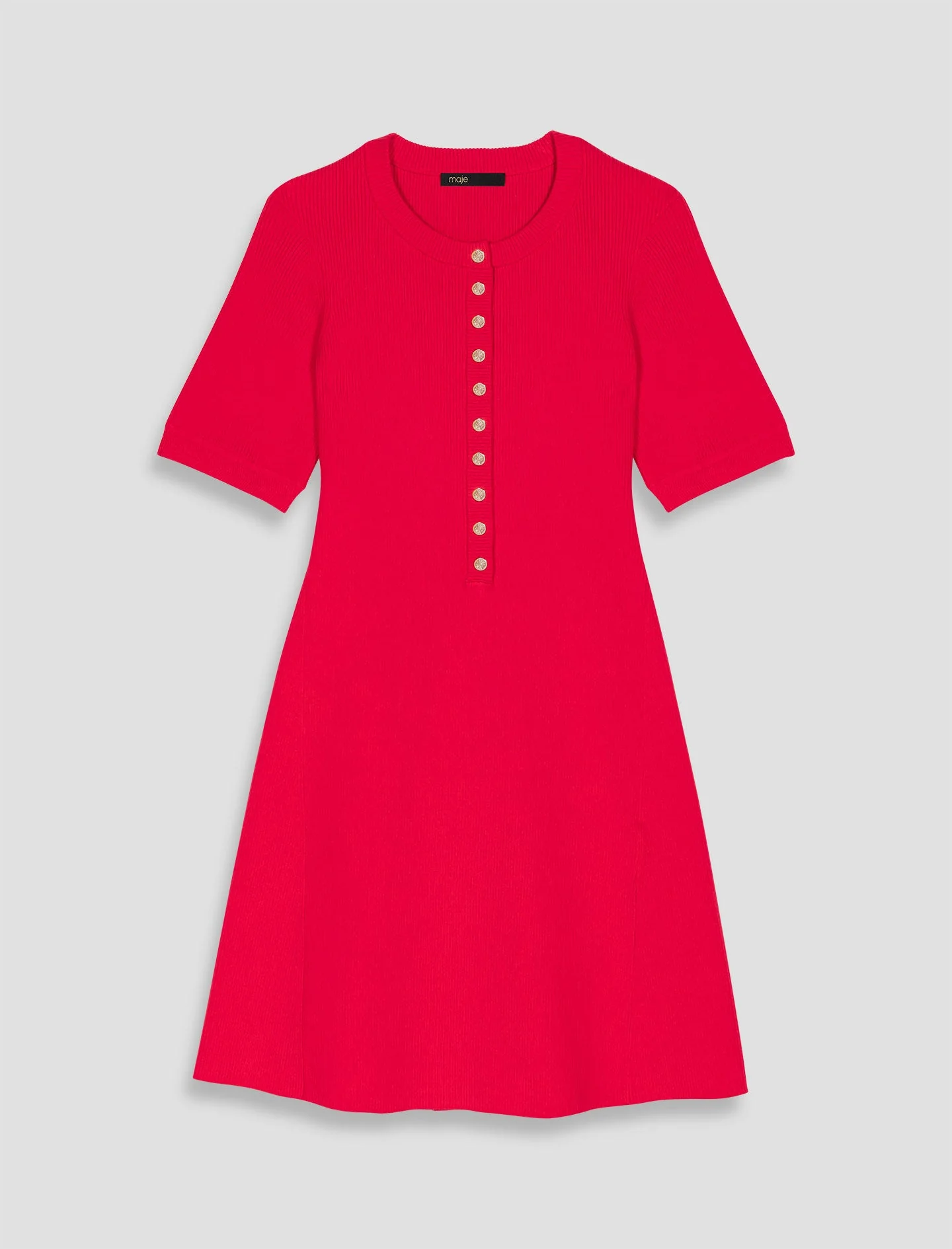 Short ribbed knit dress Red - Image 7