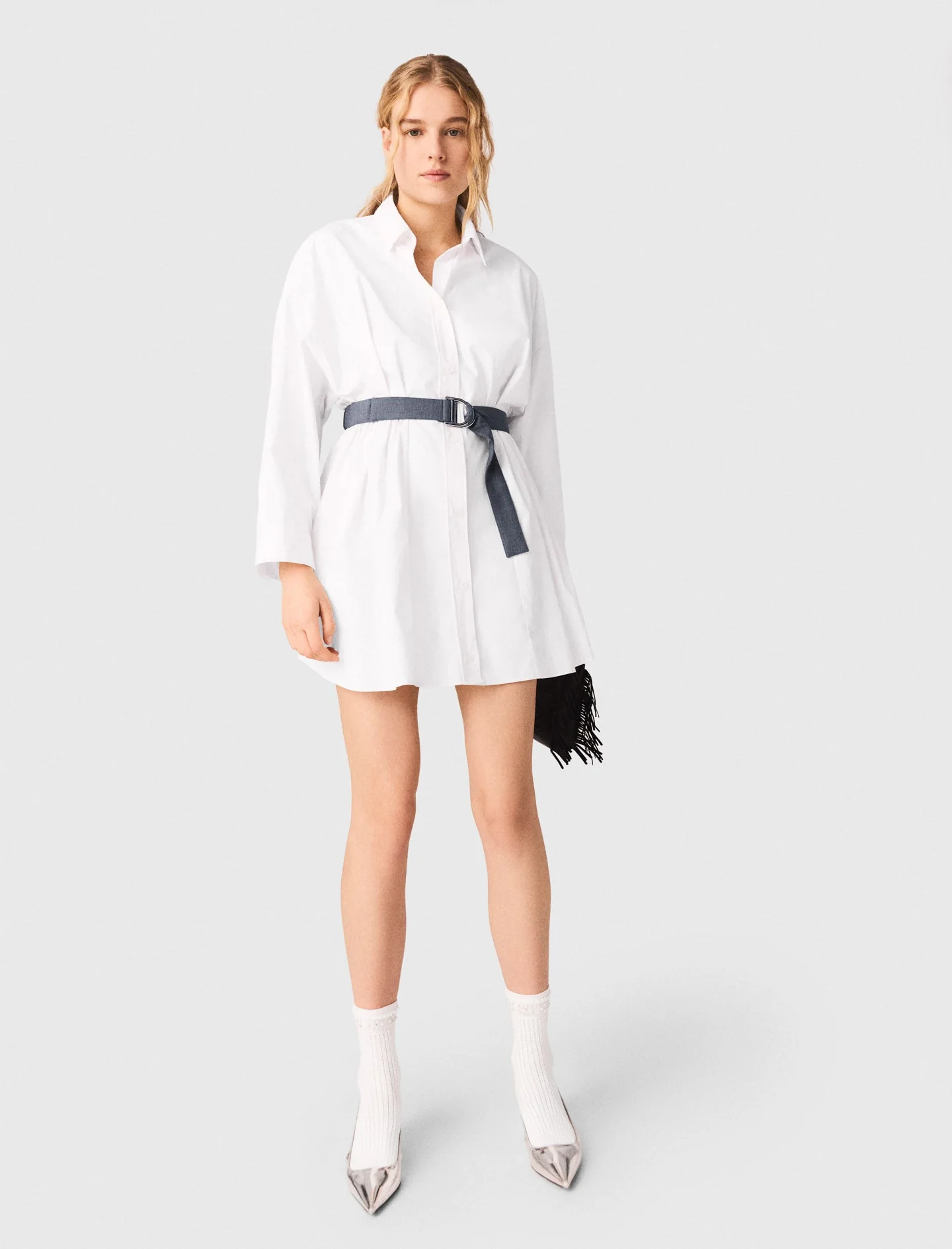 Shirt dress with contrast belt - Image 4