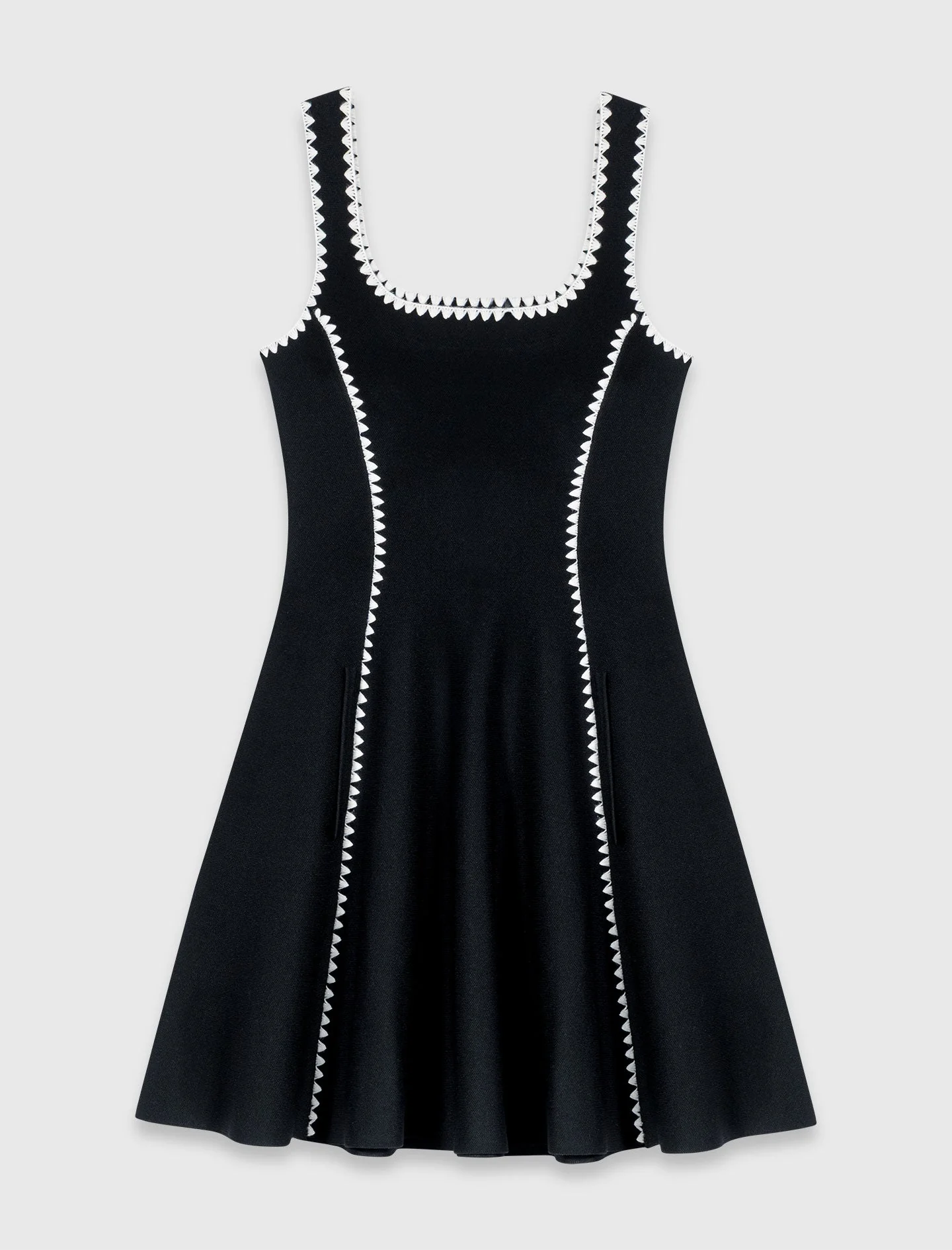 Short Dress With Topstitch Details Black - Image 7