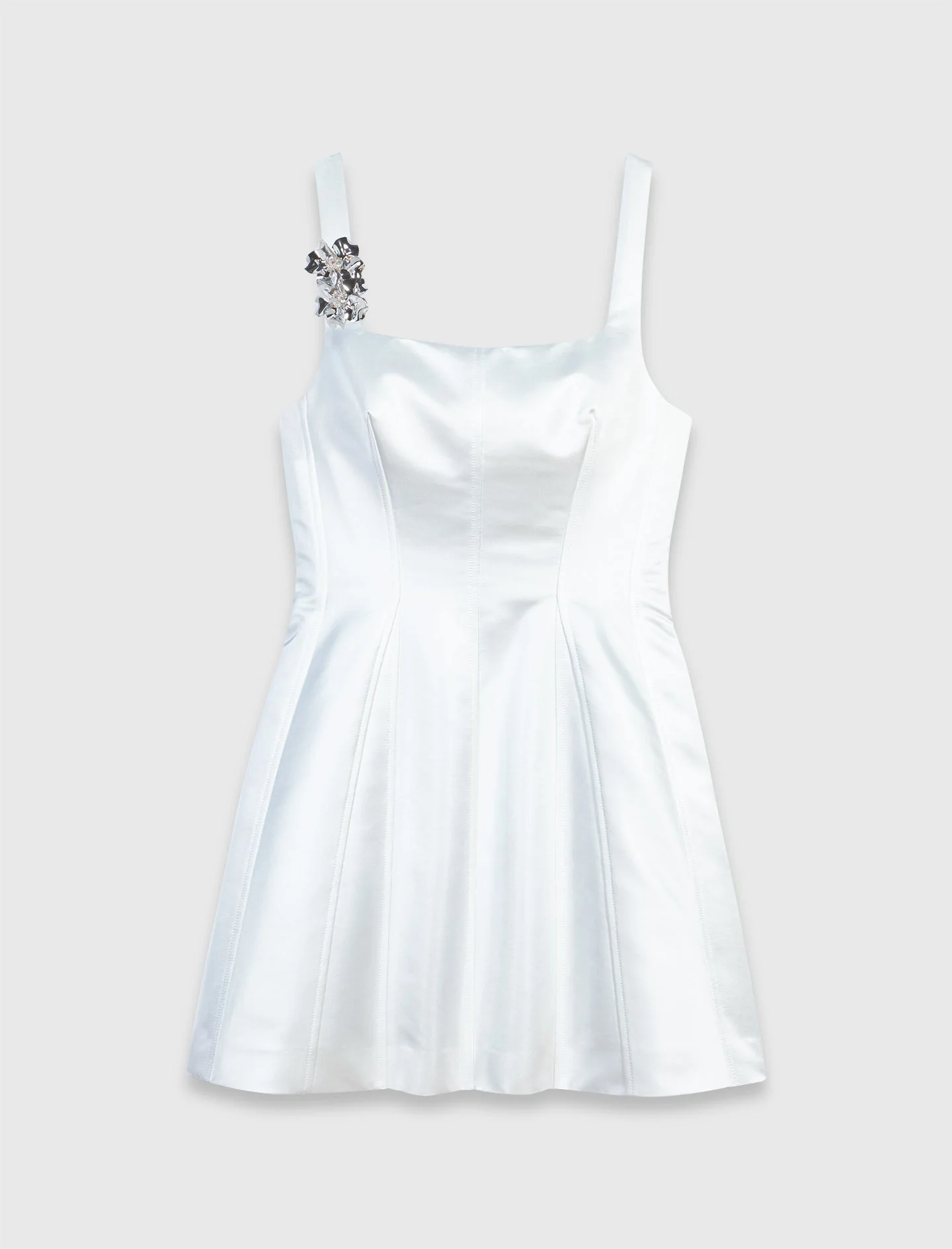 Short Satin Dress White - Image 8