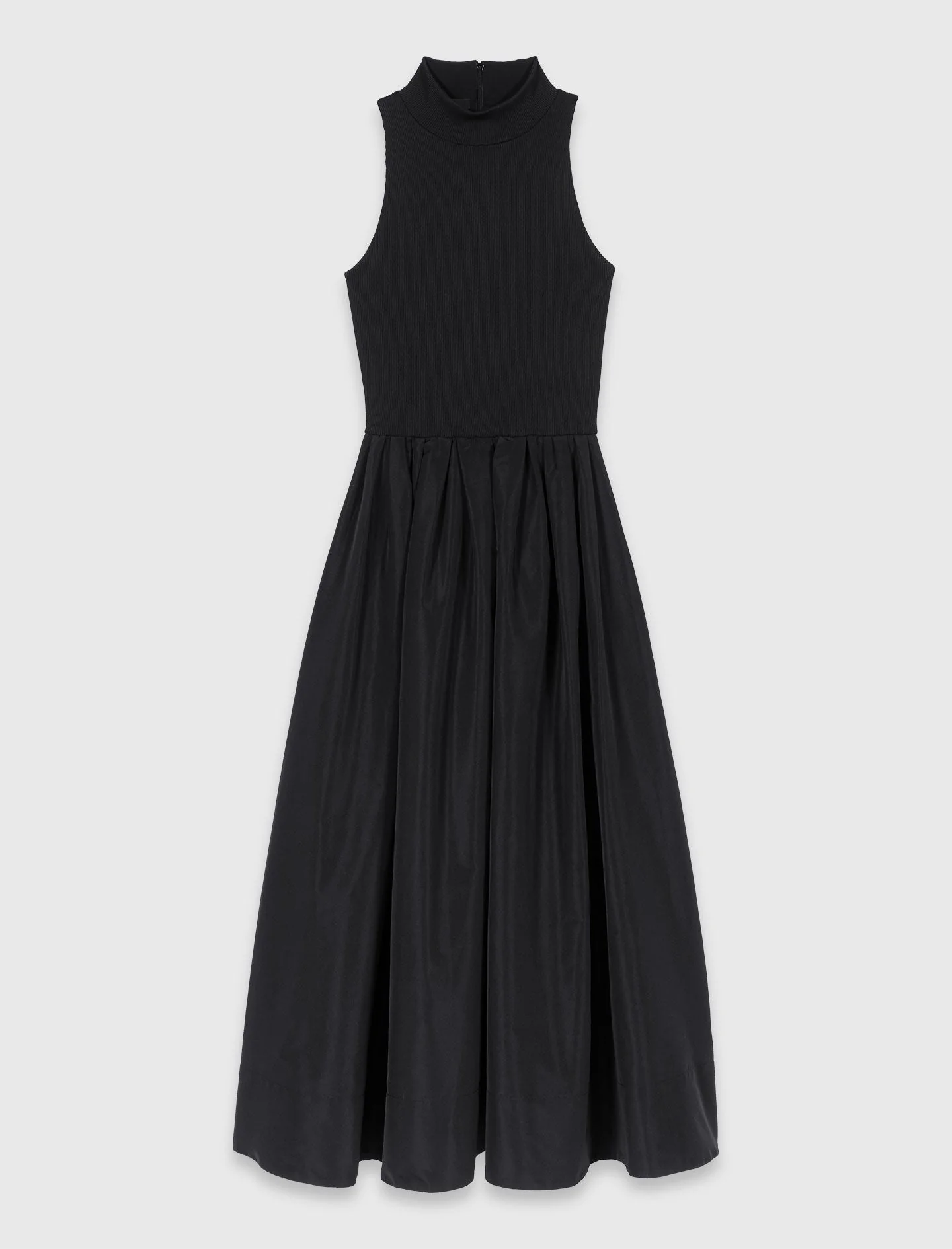 Mixed-Material Taffeta Dress Black - Image 7