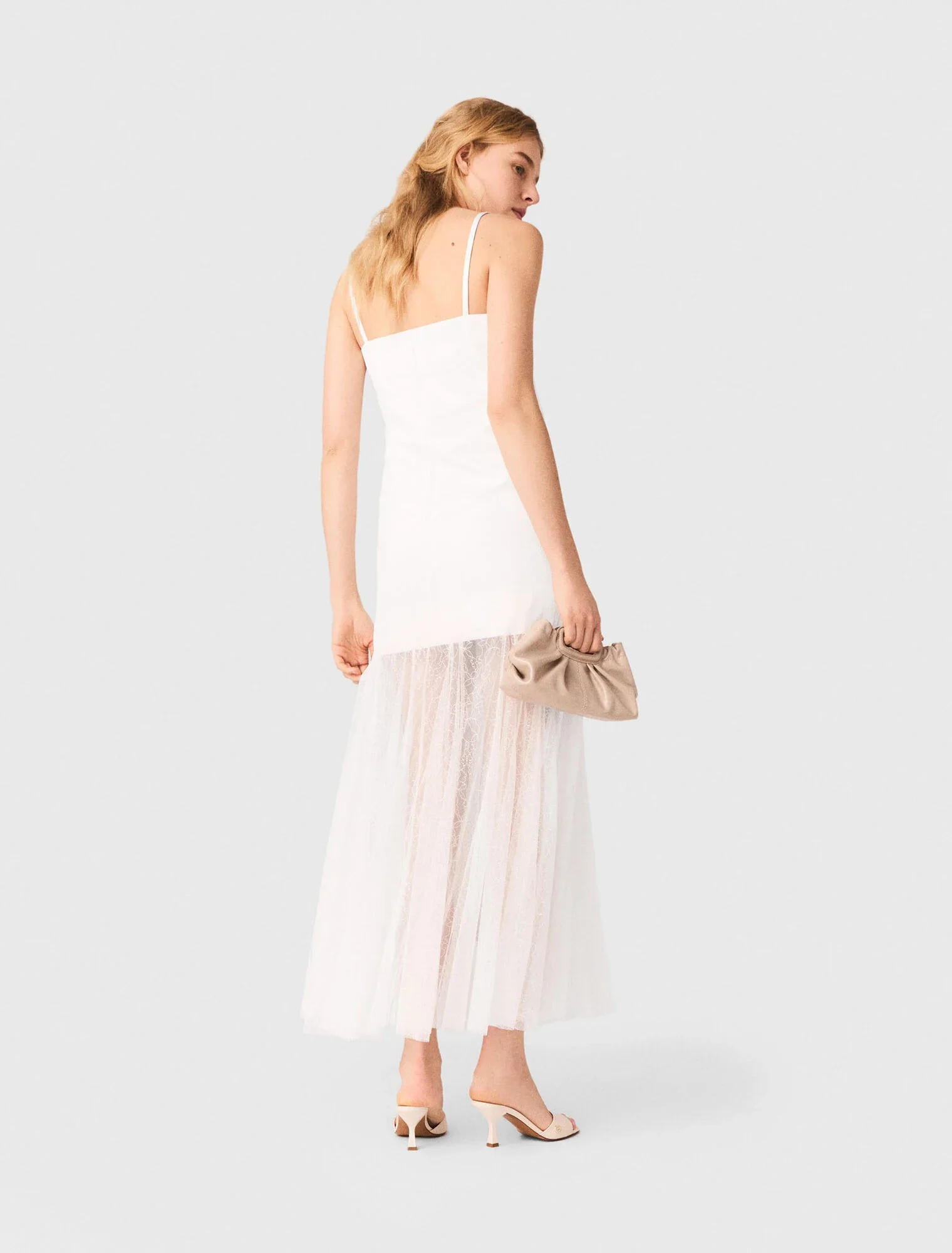 Taffeta And Lace Dress White - Image 3