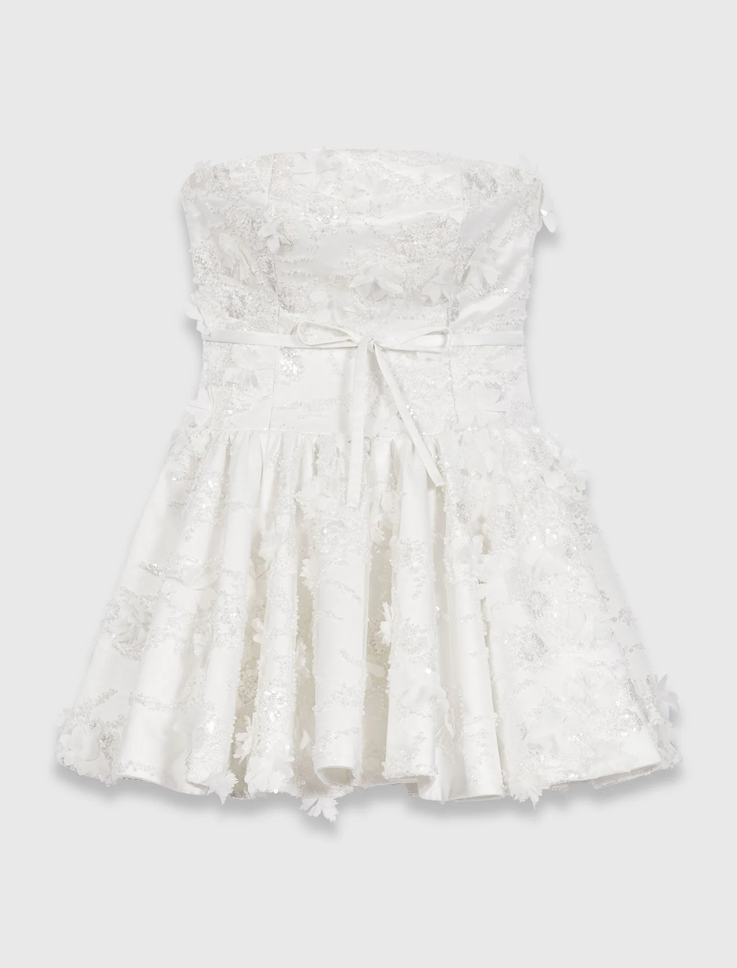 Short Embroidered Bustier Dress White - Image 8